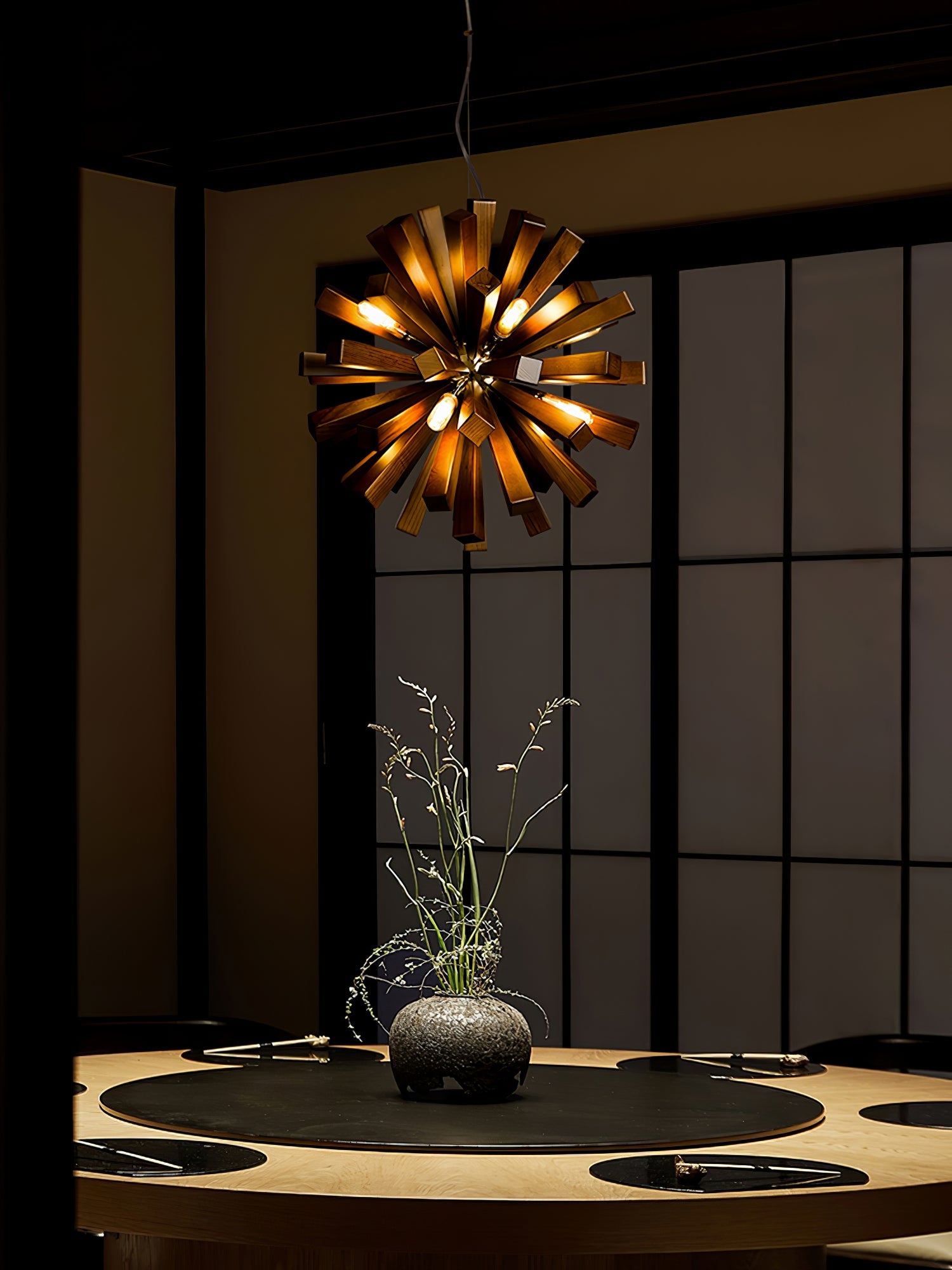 Nova Premium Nordic Art Burst Wood Metal Chandelier - Blowlighting
