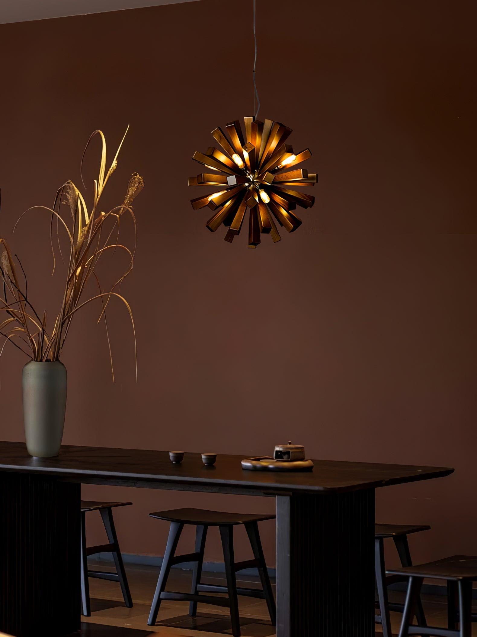 Nova Premium Nordic Art Burst Wood Metal Chandelier - Blowlighting