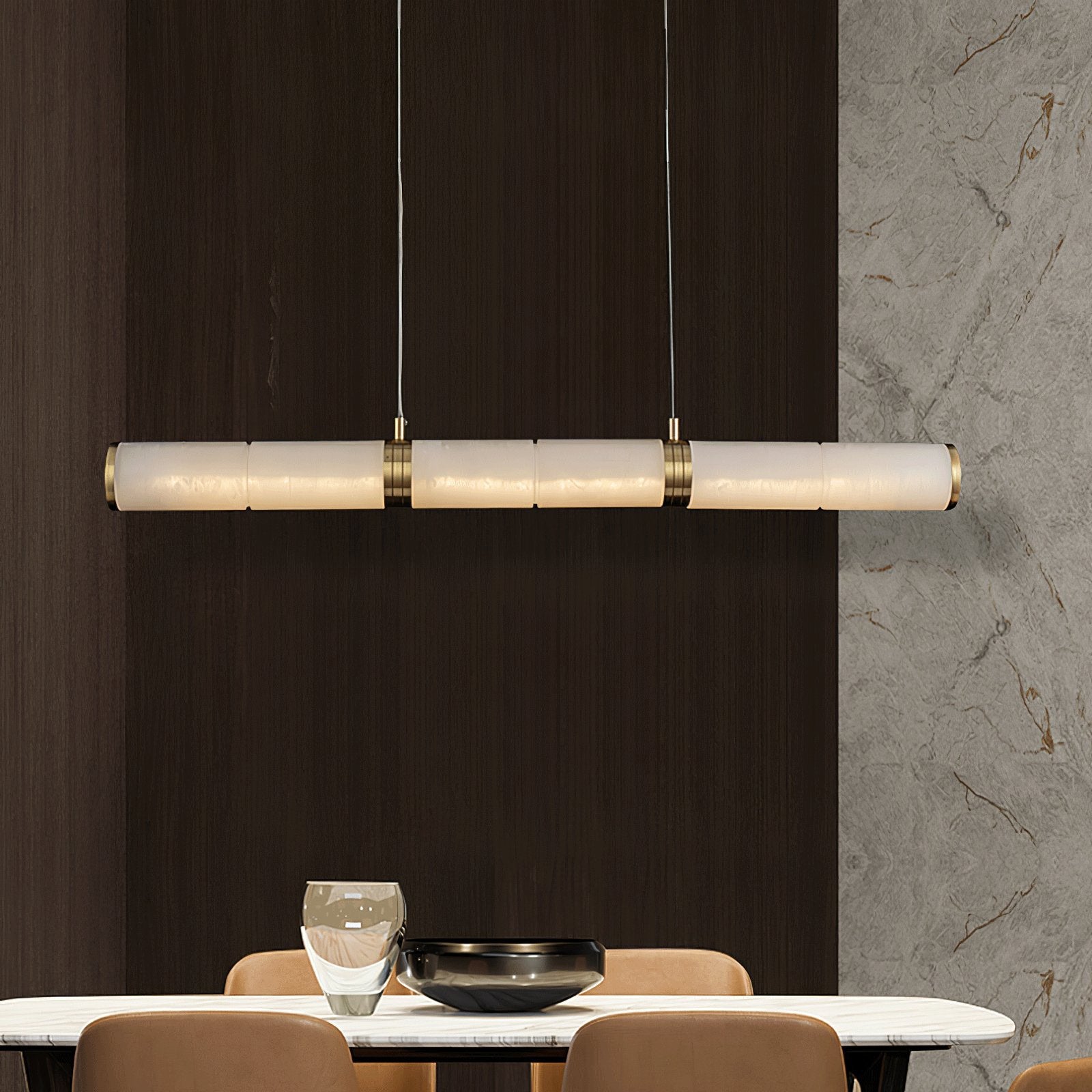 Eira Minimalist Alabaster Linear Pendant Light - Blowlighting