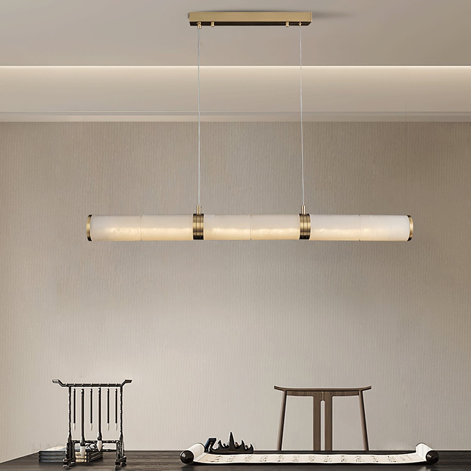 Eira Minimalist Alabaster Linear Pendant Light - Blowlighting