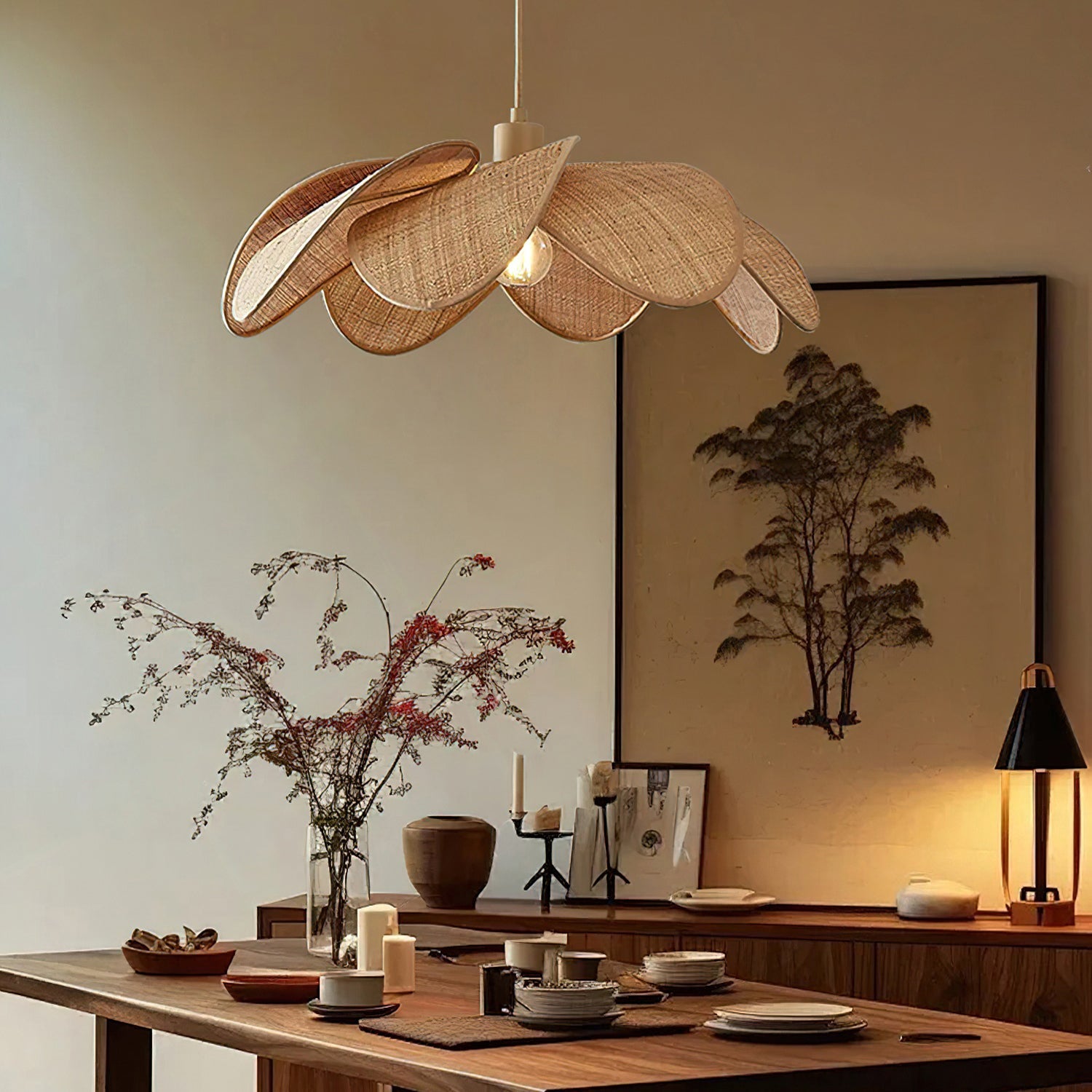 Odilia Oriental Rattan Pendant Light