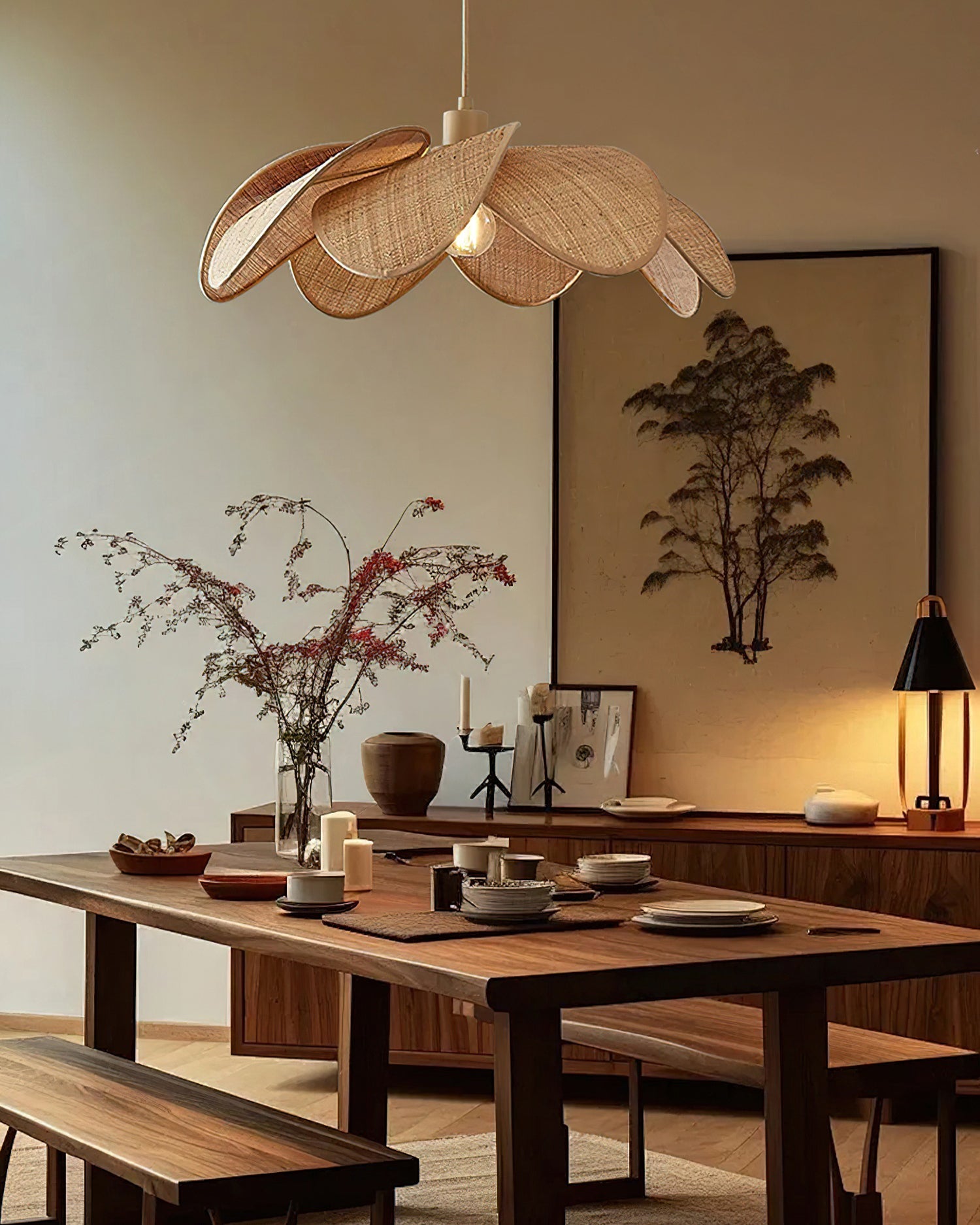 Odilia Oriental Rattan Pendant Light