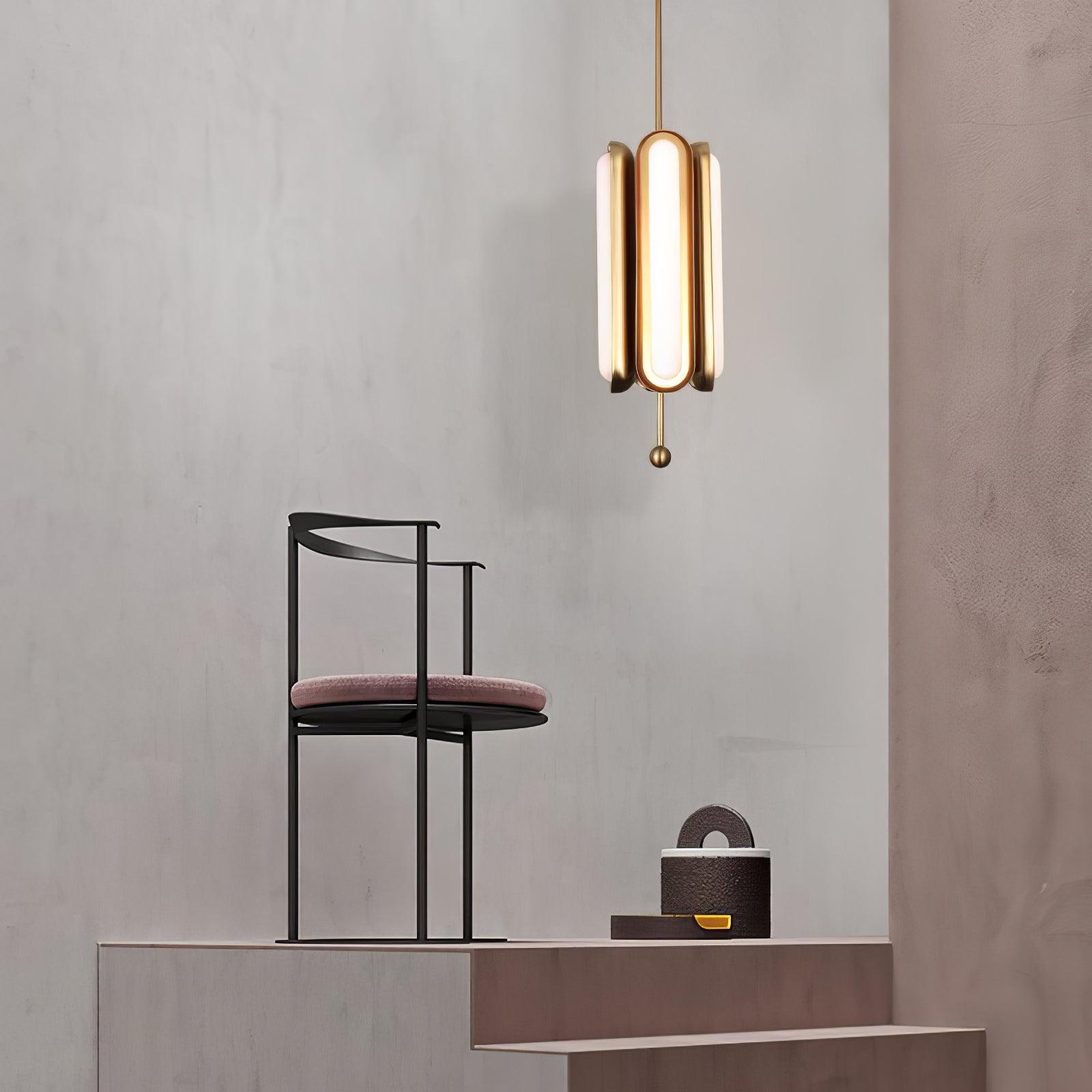 Lyvinaris Geometric Brass Linear Pendant Light - Blowlighting