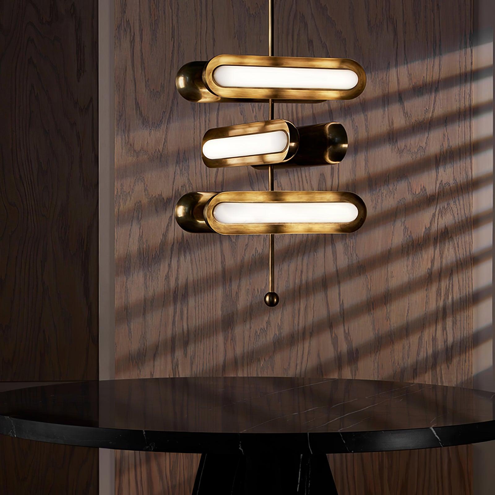 Lyvinaris Geometric Brass Linear Pendant Light - Blowlighting