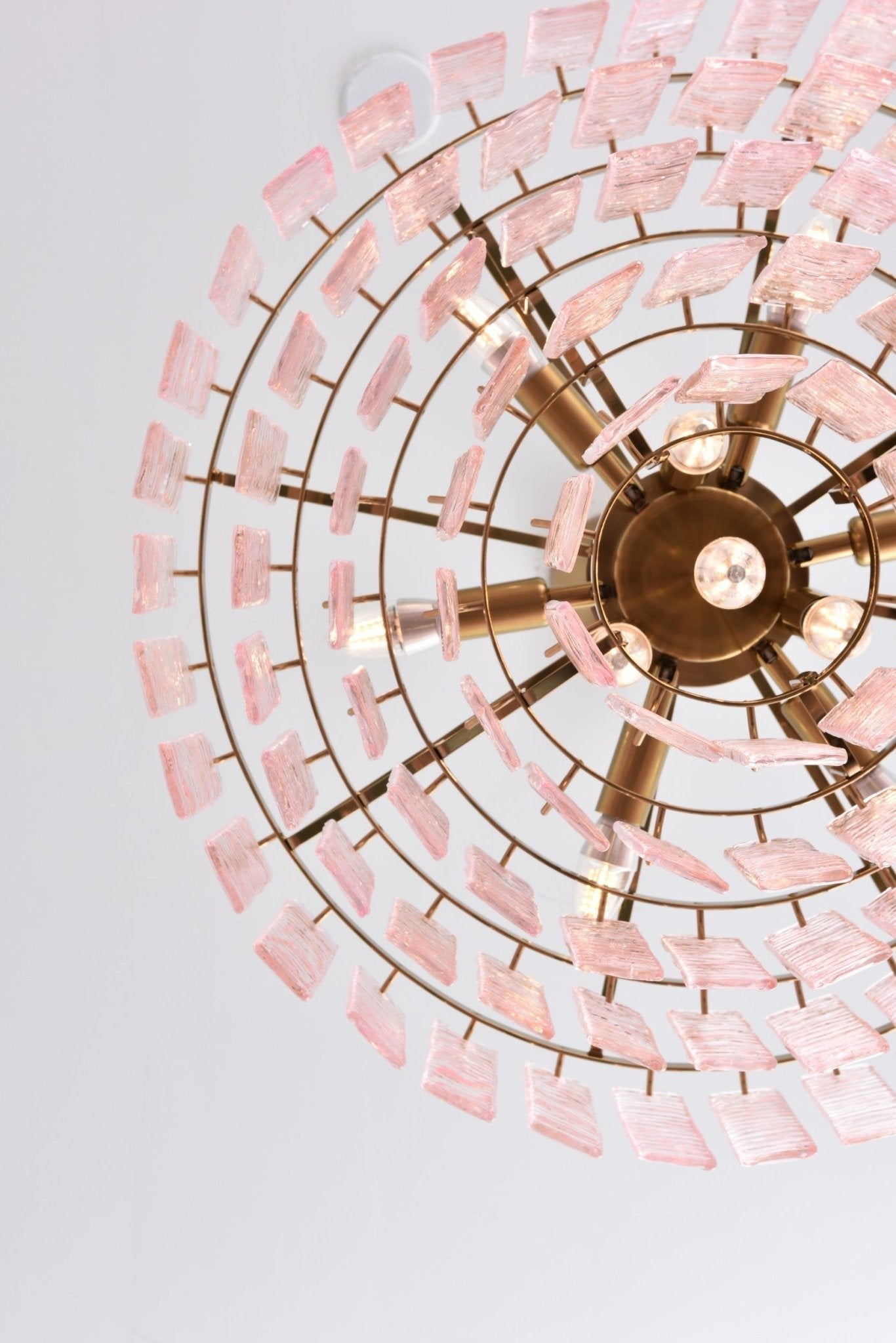 Aurora Chandelier Pink Murano Glass Layered Vintage Luxury - Blowlighting