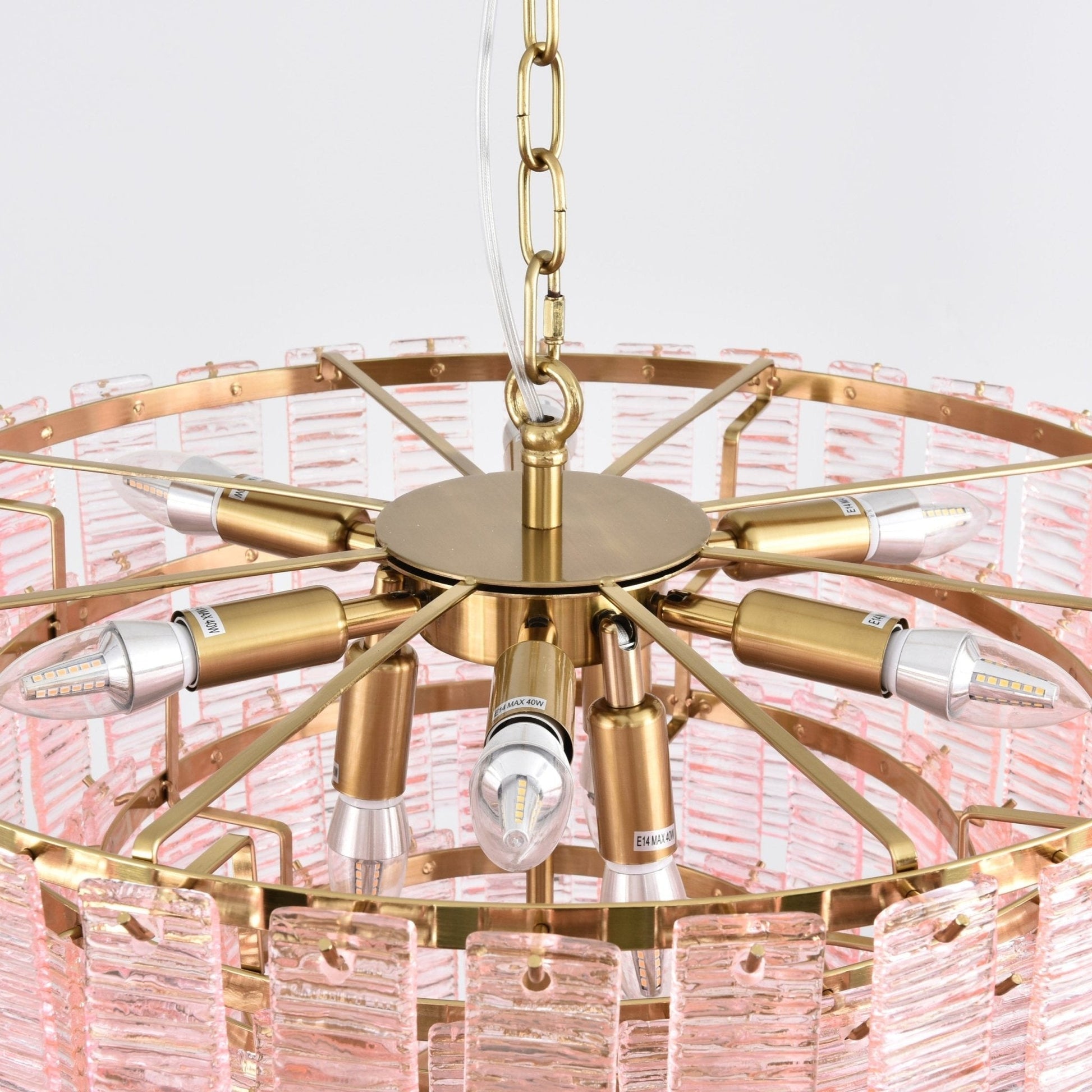 Aurora Chandelier Pink Murano Glass Layered Vintage Luxury - Blowlighting