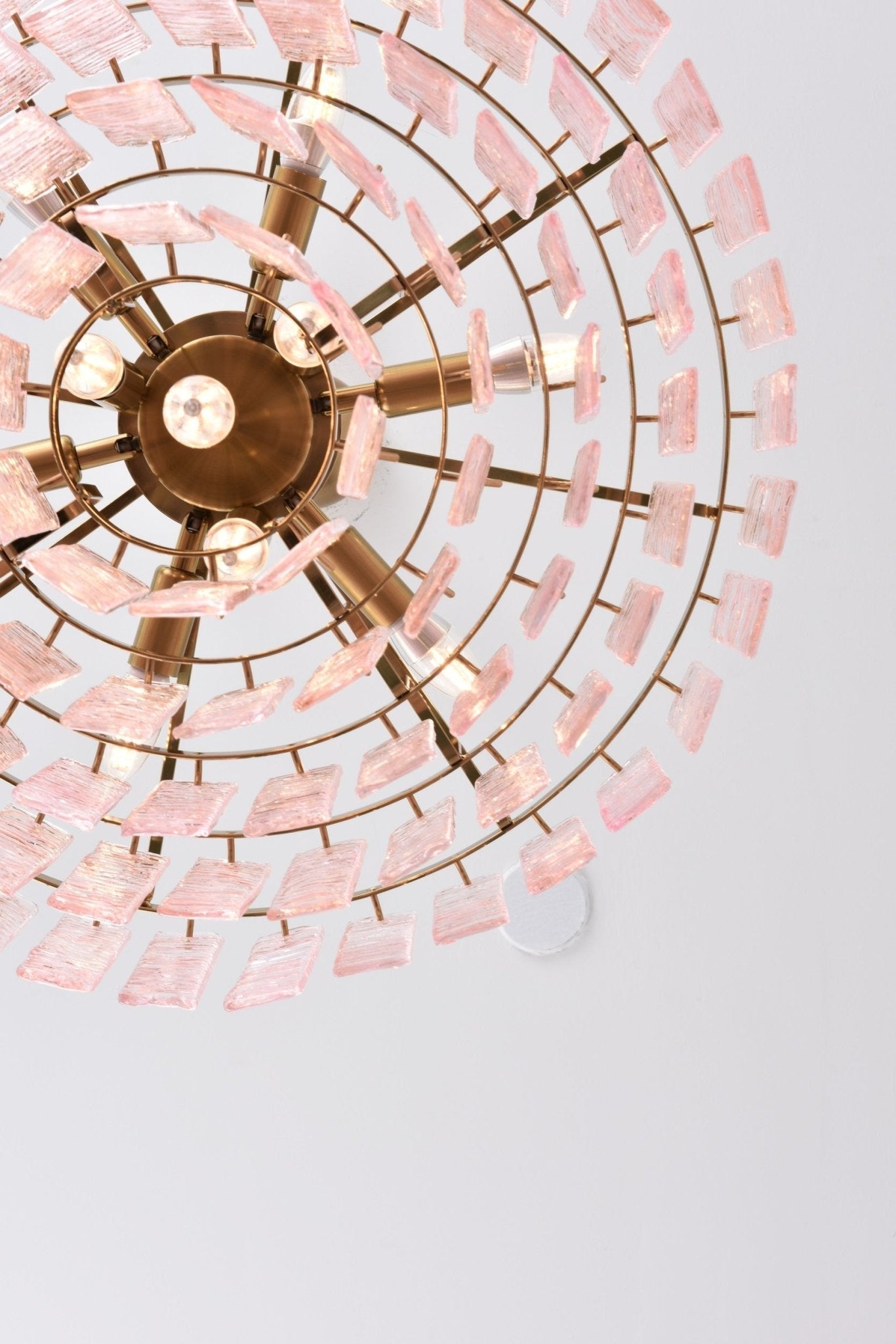 Aurora Chandelier Pink Murano Glass Layered Vintage Luxury - Blowlighting