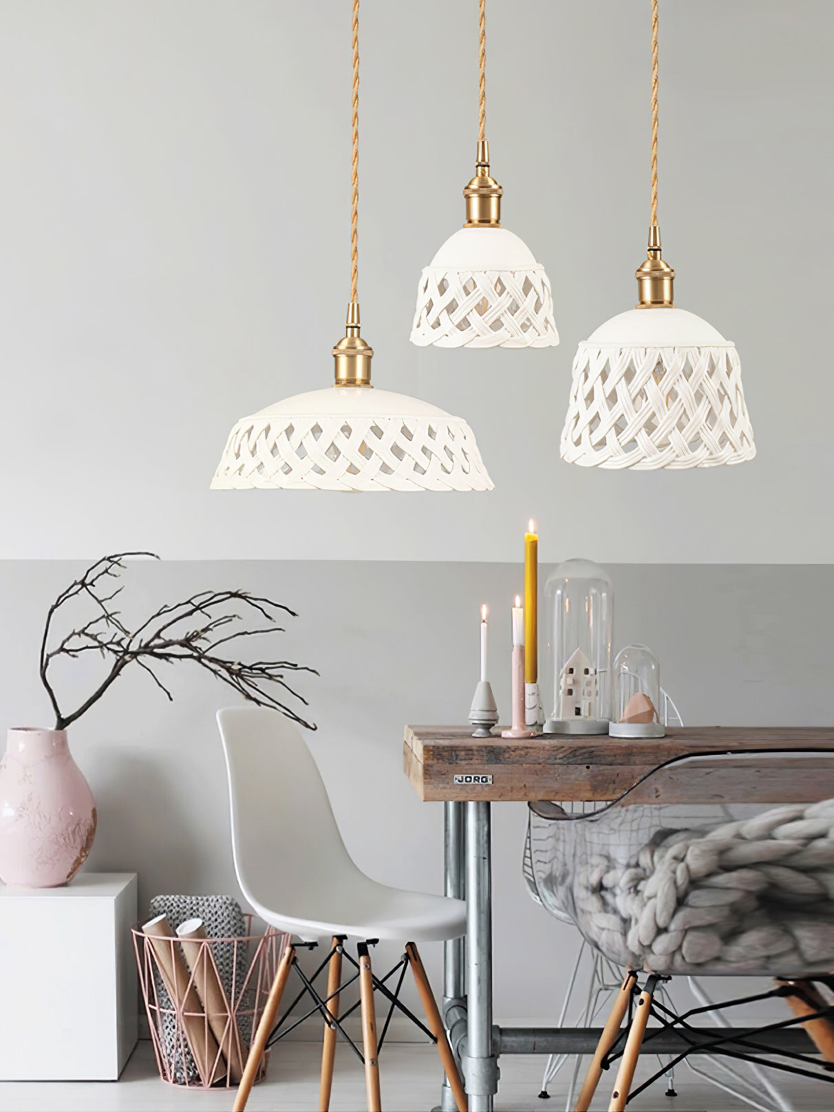 Openwork Ceramic Pendant Swag Light - Blowlighting