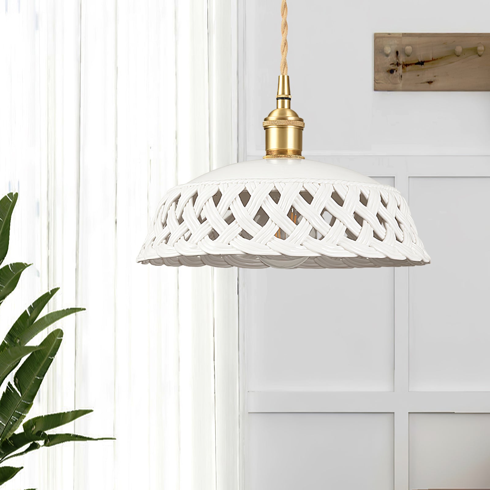 Openwork Ceramic Pendant Swag Light - Blowlighting