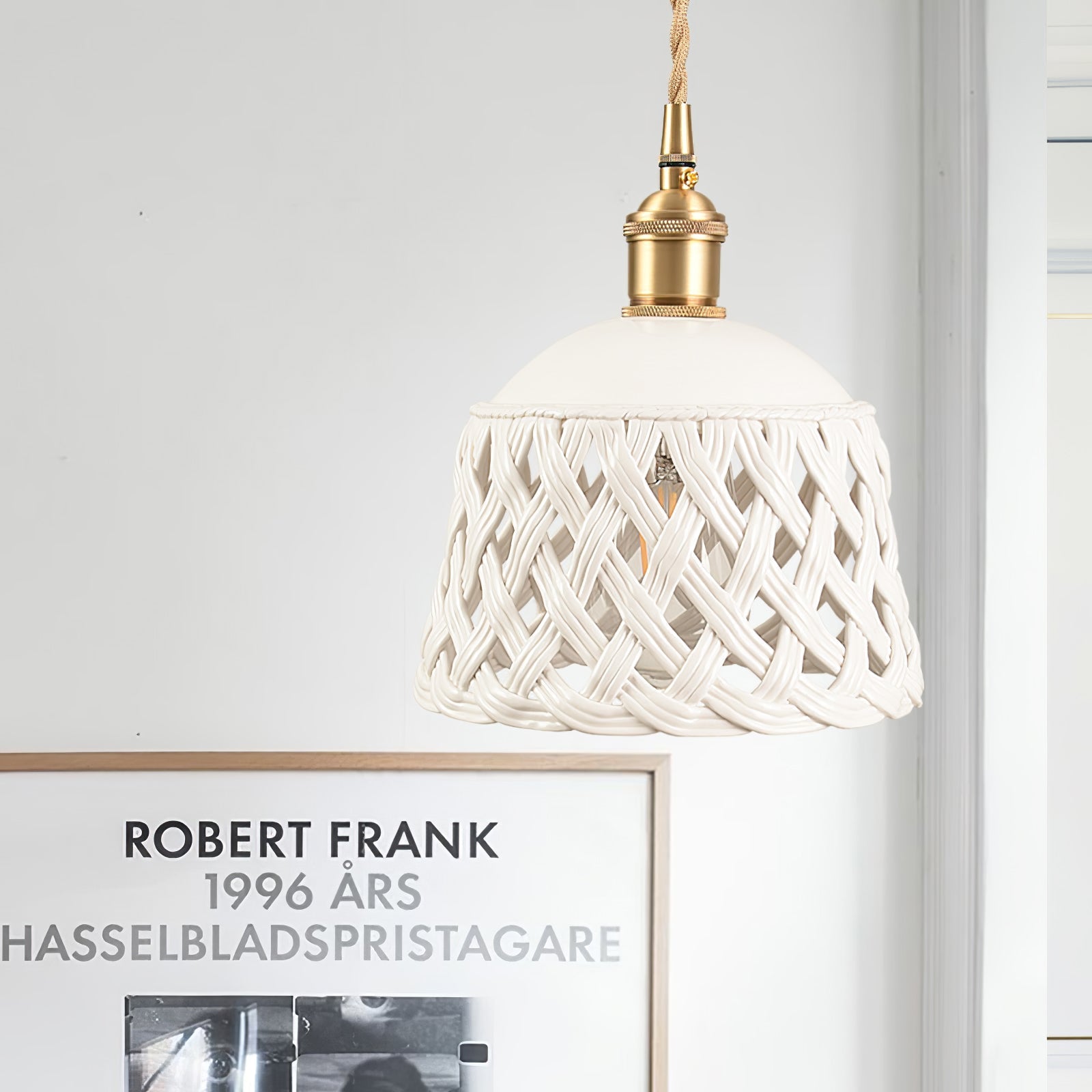Openwork Ceramic Pendant Swag Light - Blowlighting