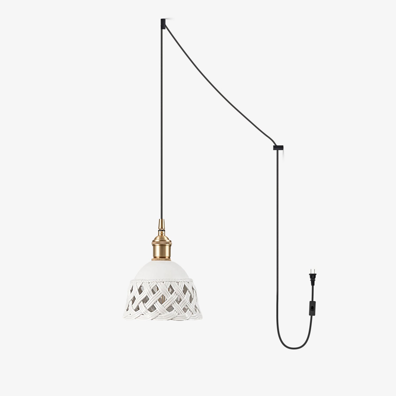 Openwork Ceramic Pendant Swag Light - Blowlighting
