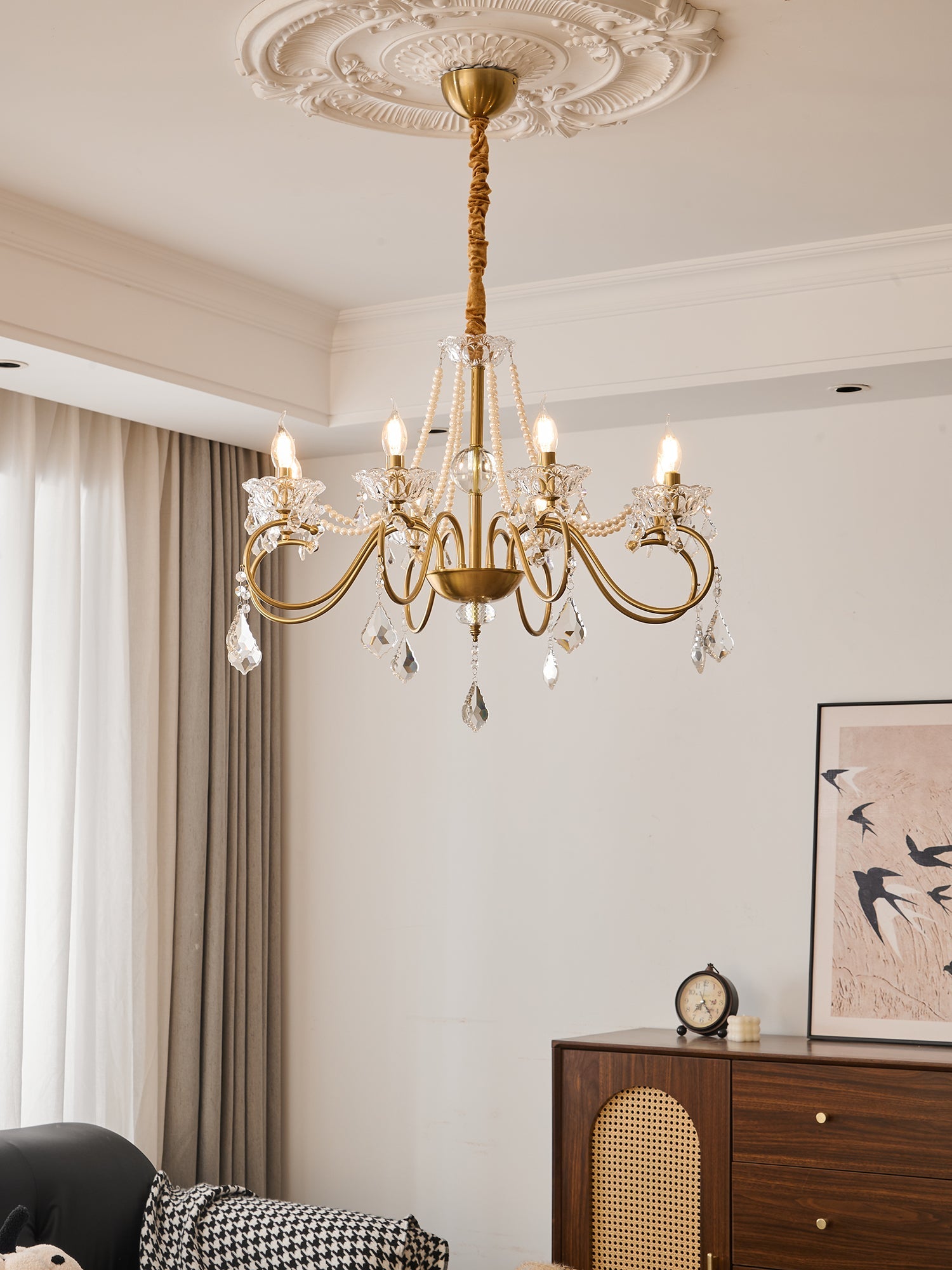 Opulent Pearl Crystal Chandelier - Blowlighting
