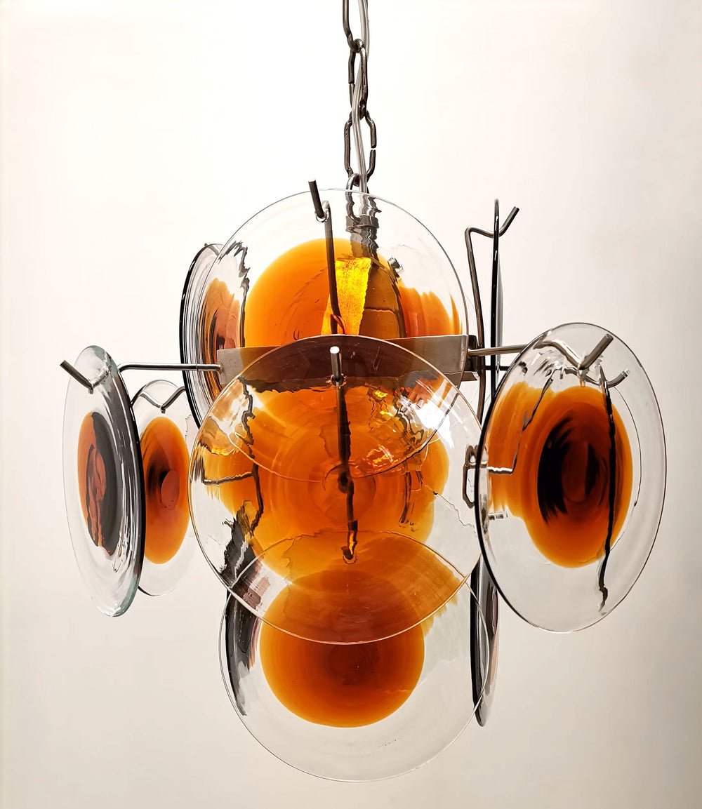 Aurora Chandelier Murano Glass Disc Mid Century - Blowlighting