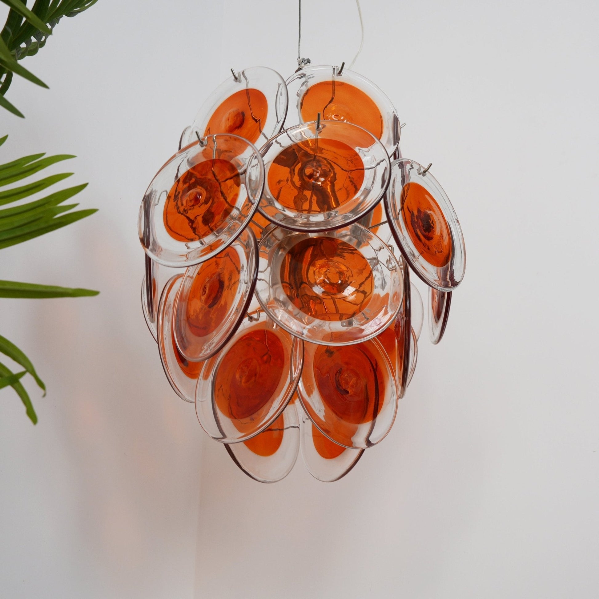 Aurora Chandelier Orange Murano Glass Disc Layered - Blowlighting