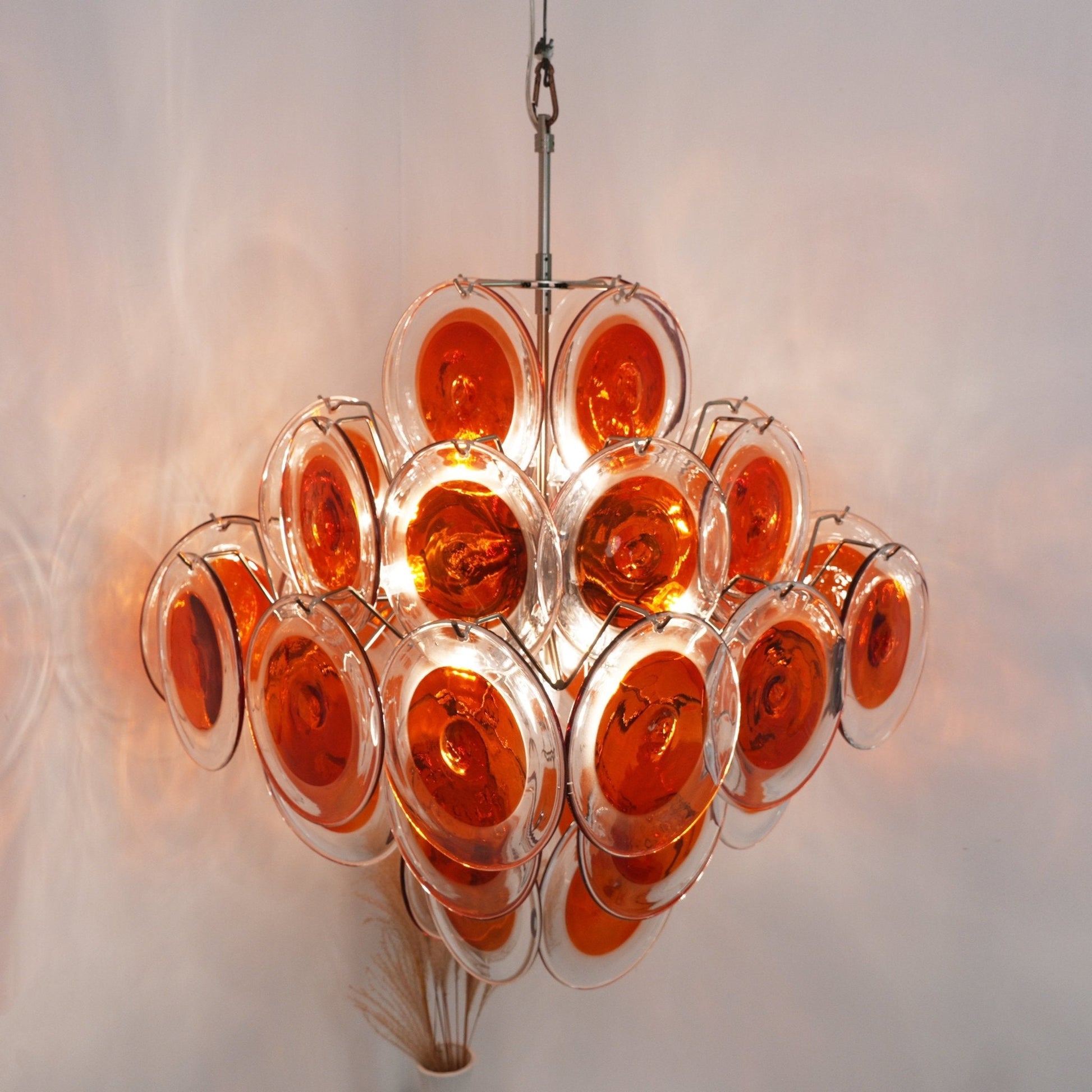 Aurora Chandelier Orange Murano Glass Disc Layered - Blowlighting