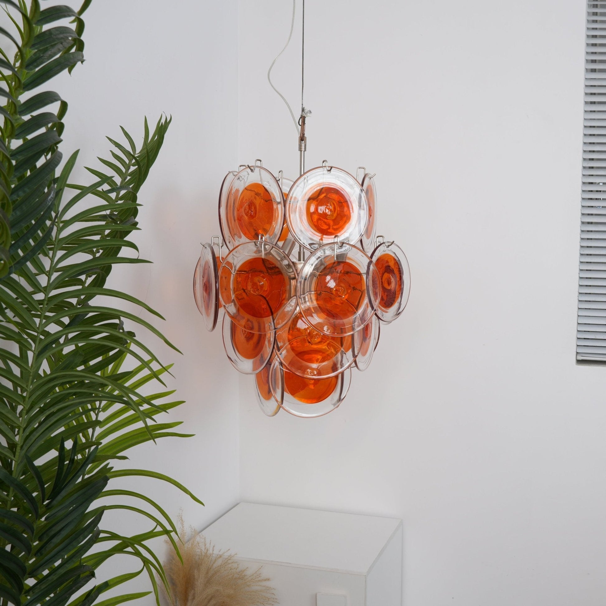 Aurora Chandelier Orange Murano Glass Disc Layered - Blowlighting