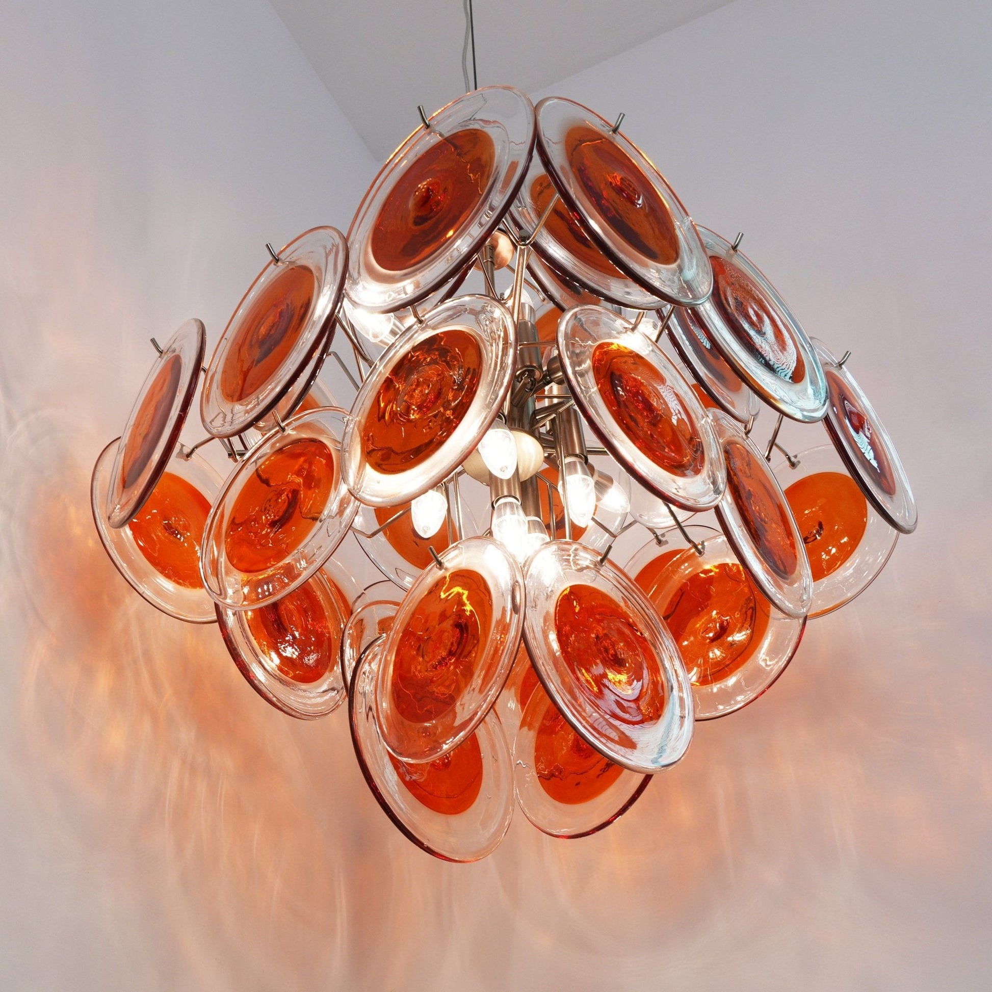 Aurora Chandelier Orange Murano Glass Disc Layered - Blowlighting