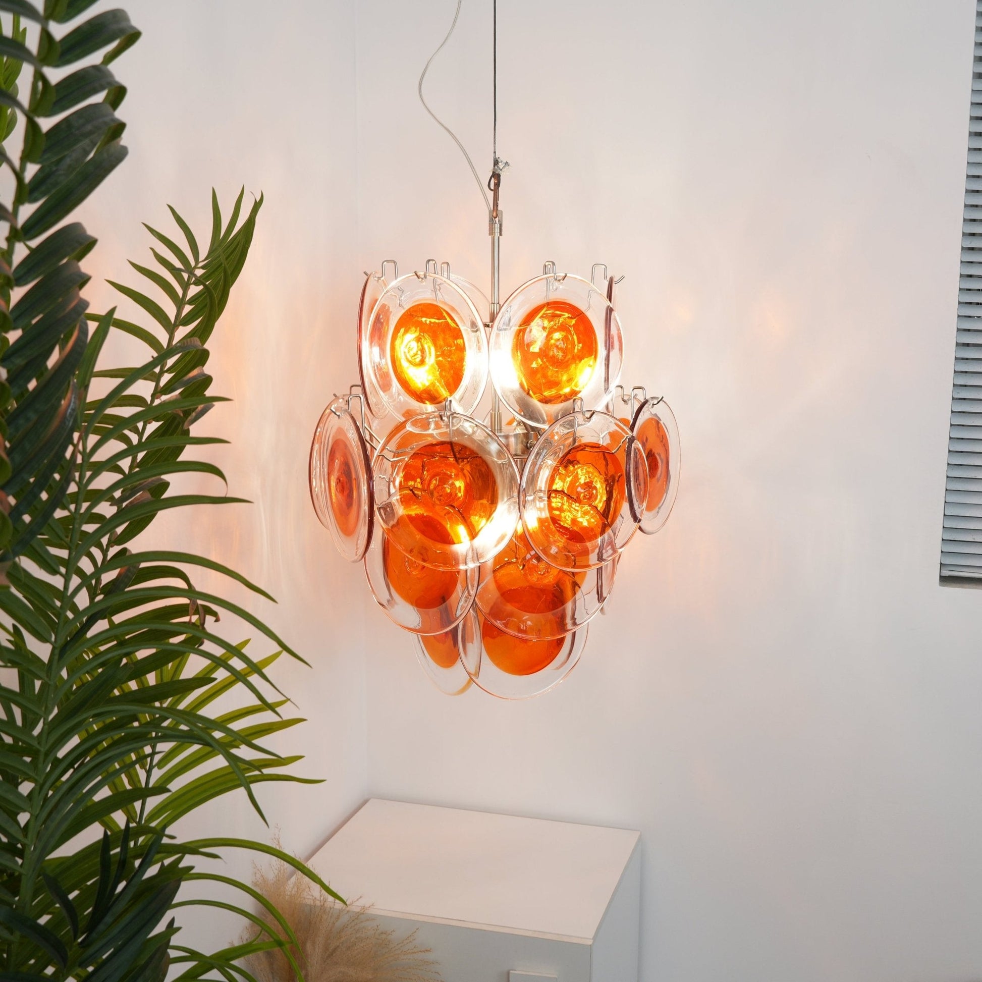 Aurora Chandelier Orange Murano Glass Disc Layered - Blowlighting