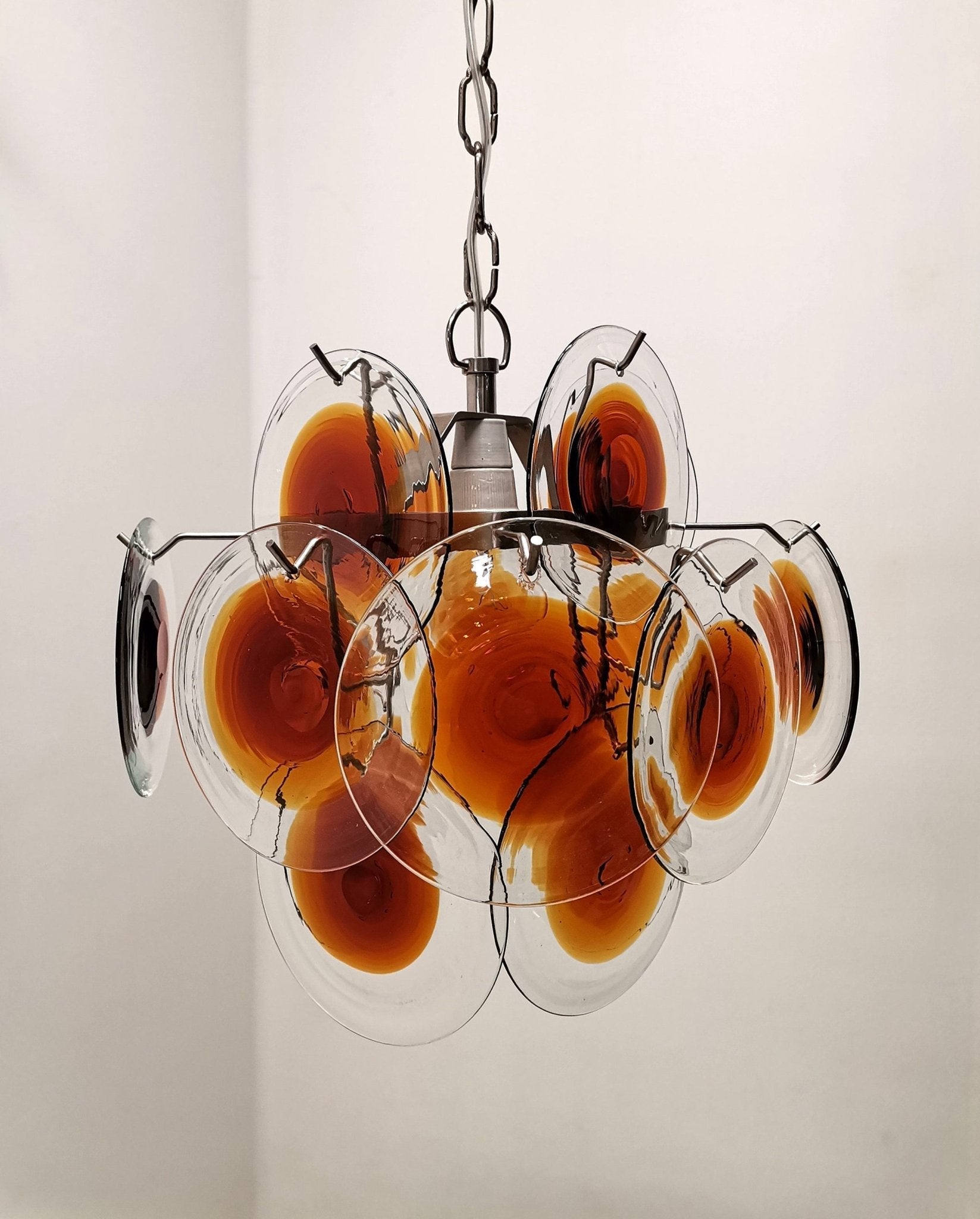 Aurora Chandelier Murano Glass Disc Mid Century - Blowlighting