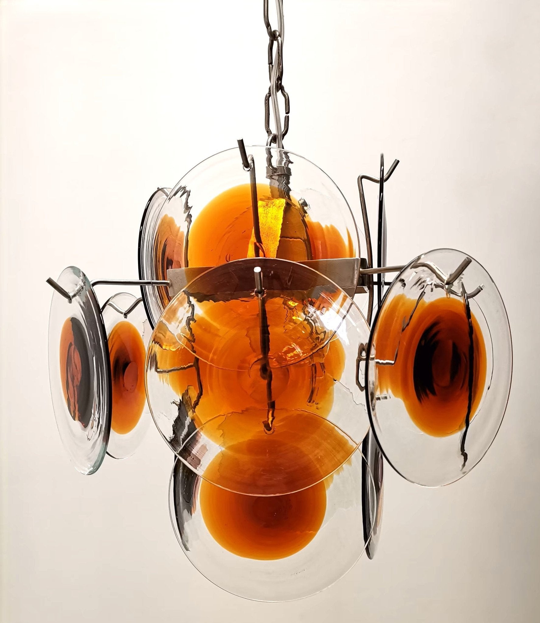 Aurora Chandelier Murano Glass Disc Mid Century - Blowlighting