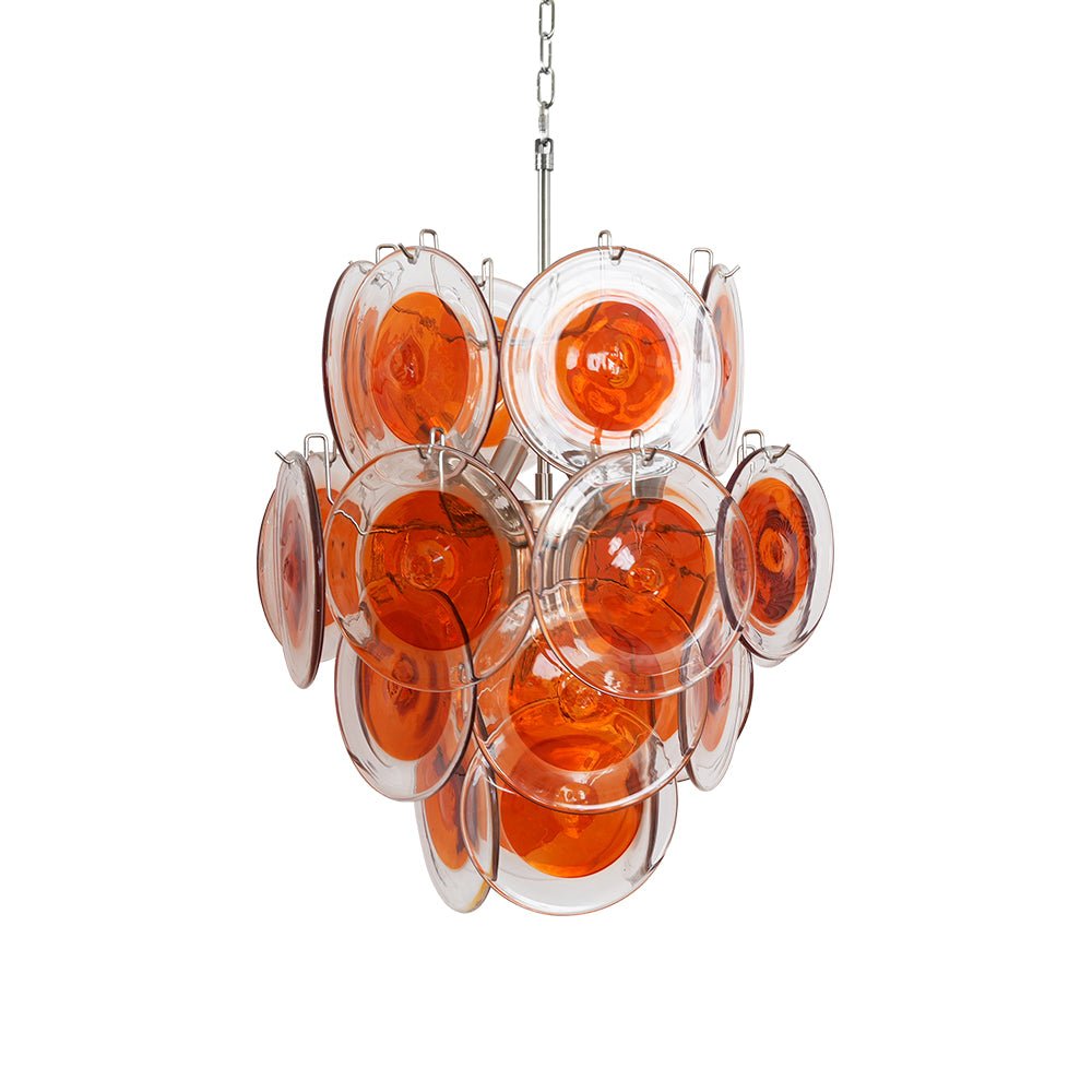 Aurora Chandelier Orange Murano Glass Disc Layered - Blowlighting