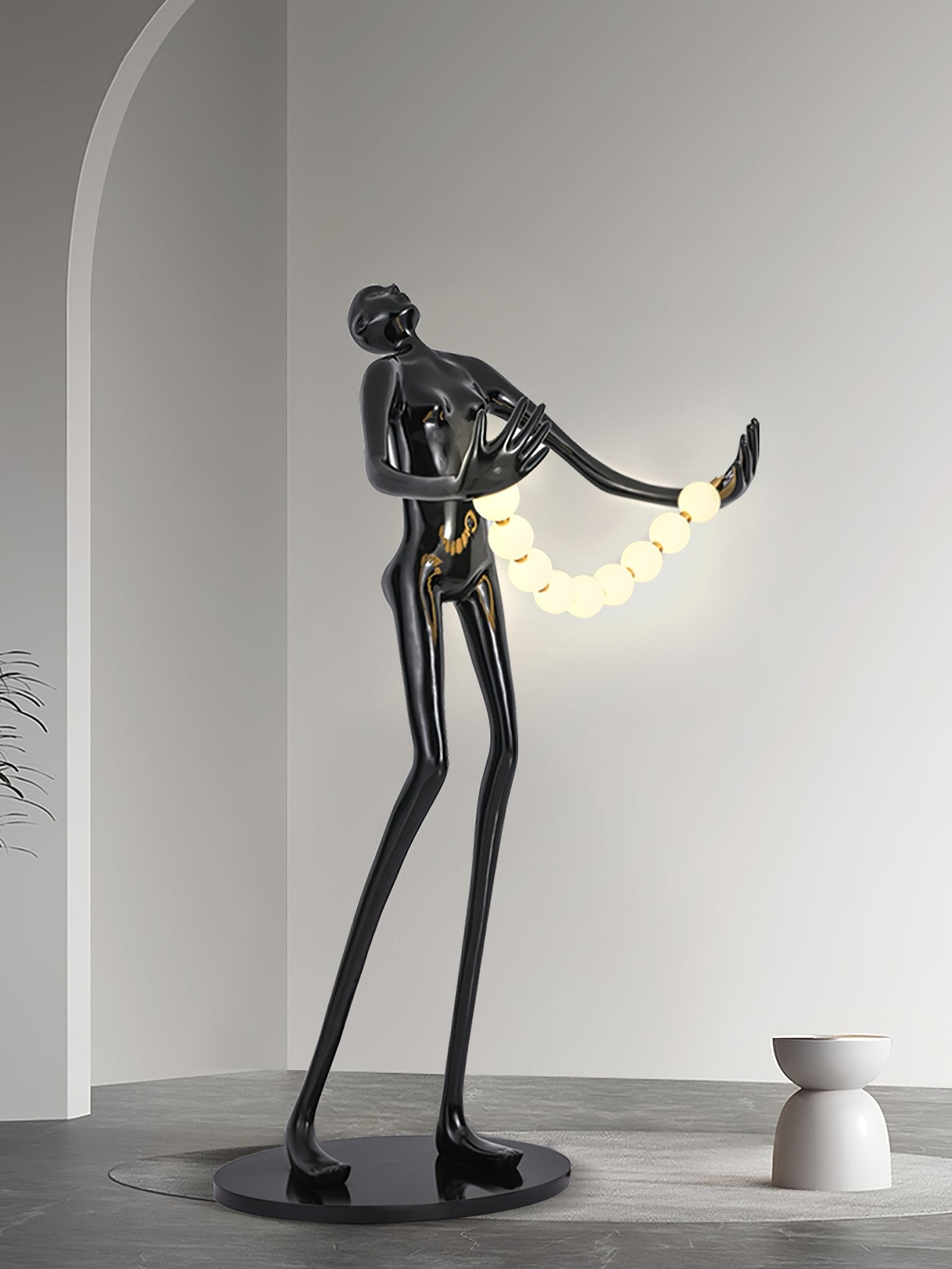 Orbit Beaded Sculptural Metal Floor Lamp - Blowlighting