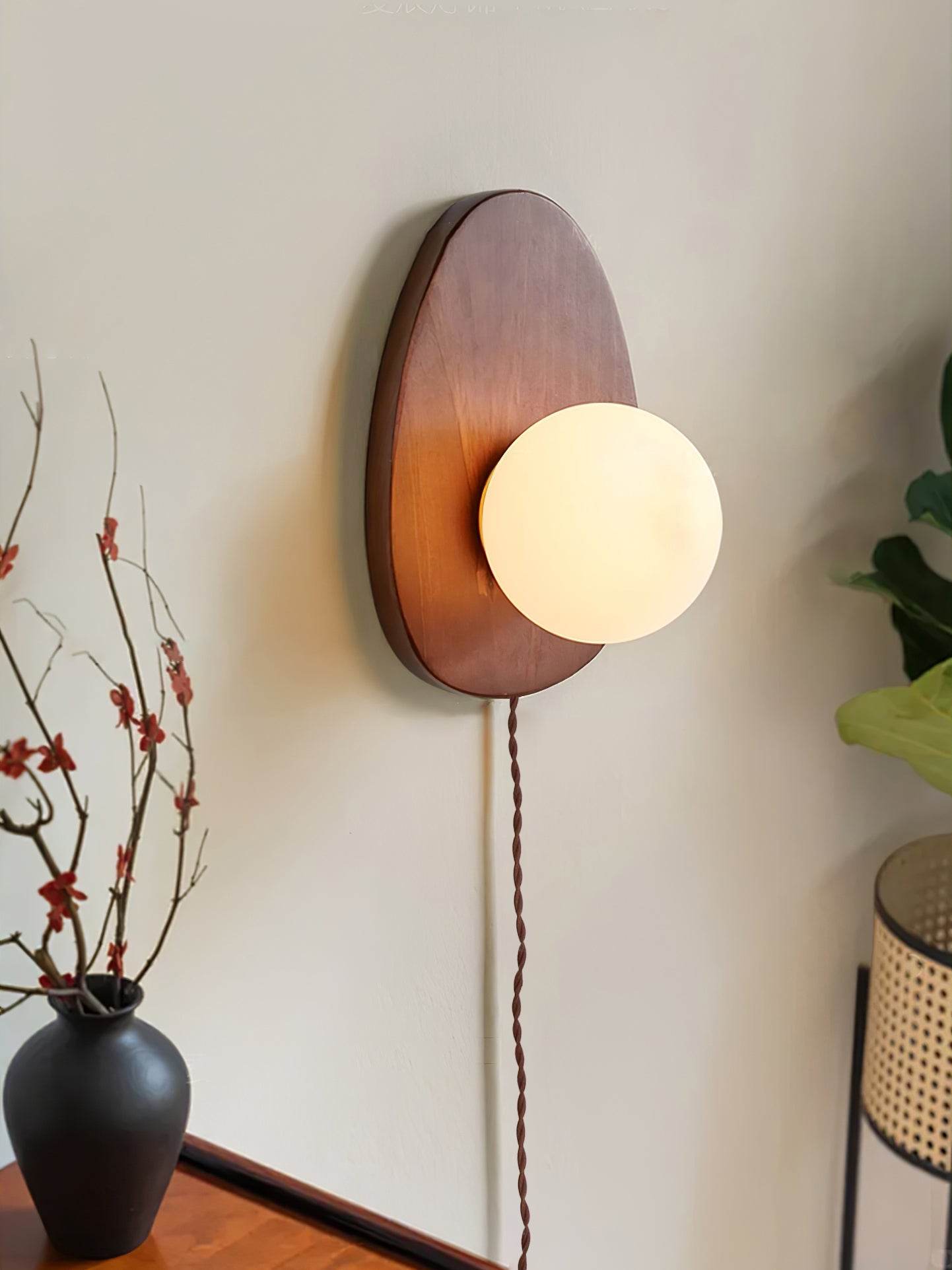 Orba Walnut Plug-in Wall Lamp - Blowlighting
