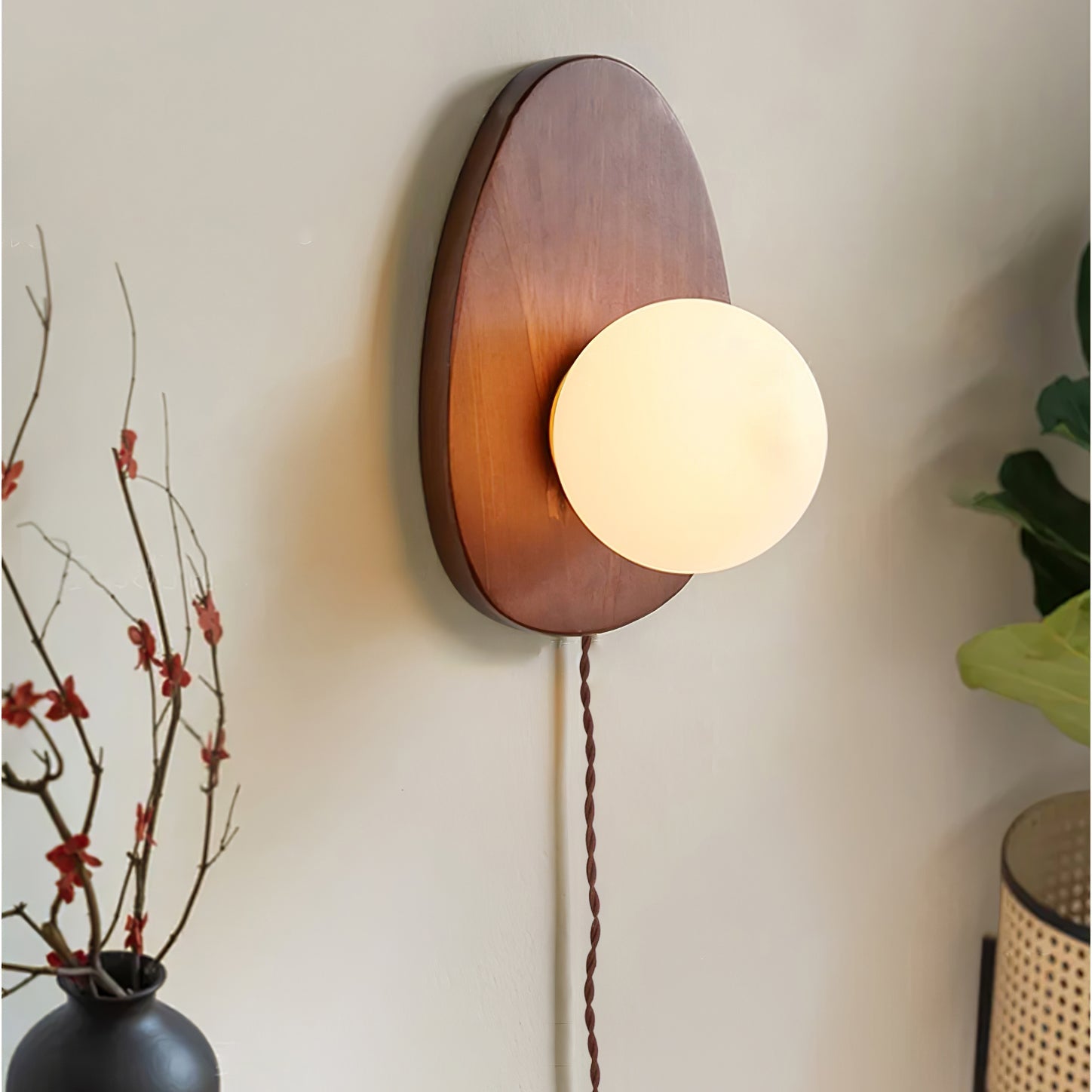 Orba Walnut Plug-in Wall Lamp - Blowlighting