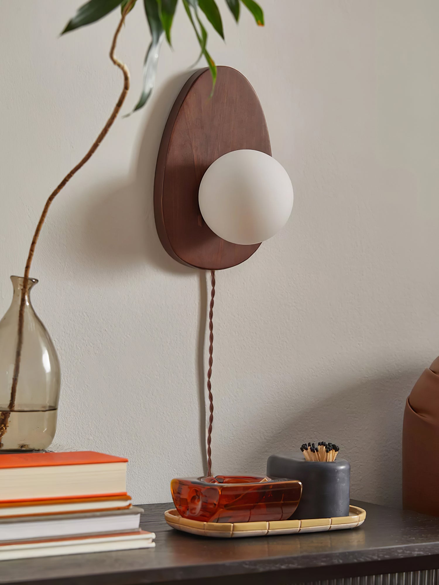 Orba Walnut Plug-in Wall Lamp - Blowlighting