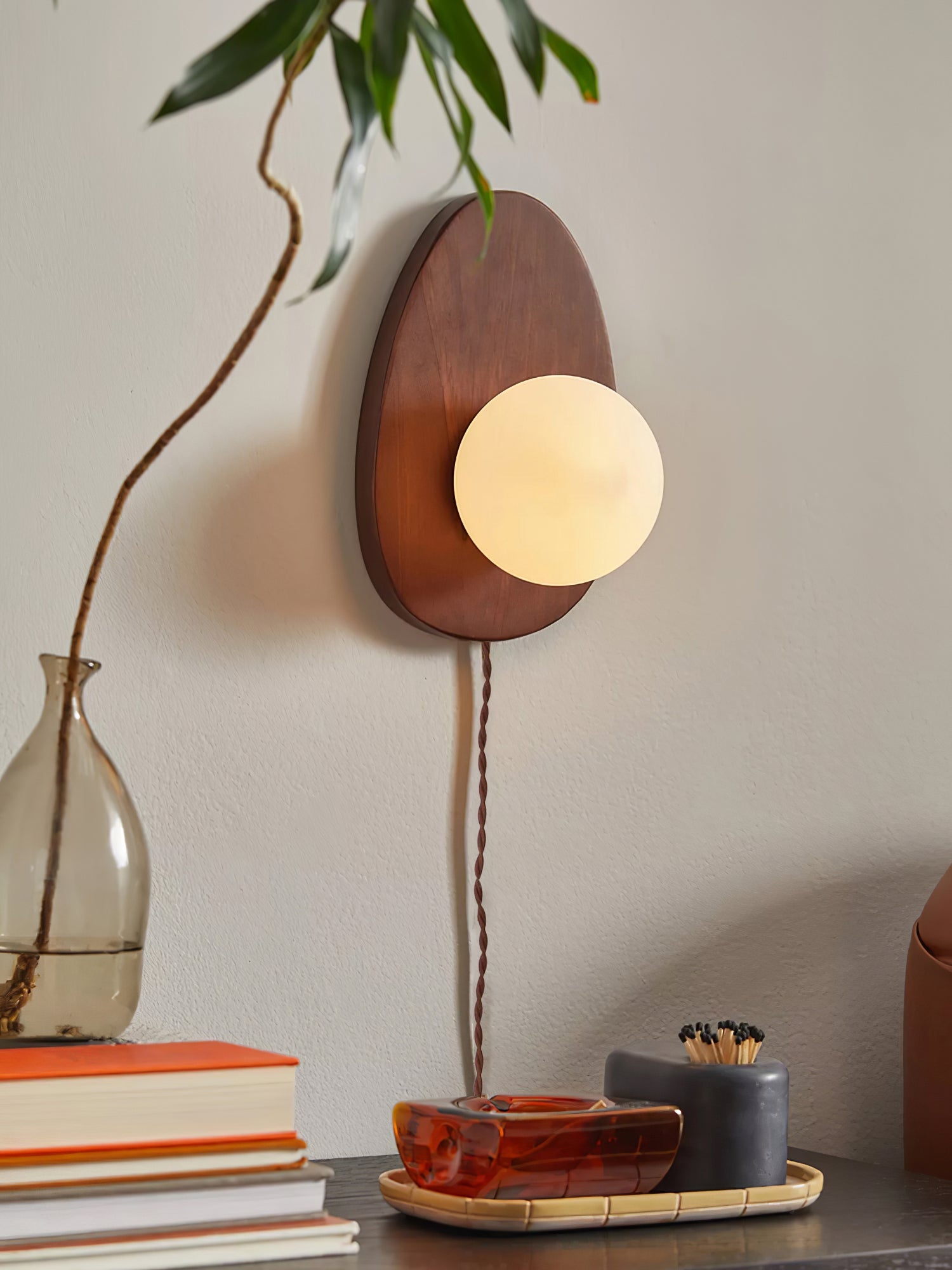 Orba Walnut Plug-in Wall Lamp - Blowlighting