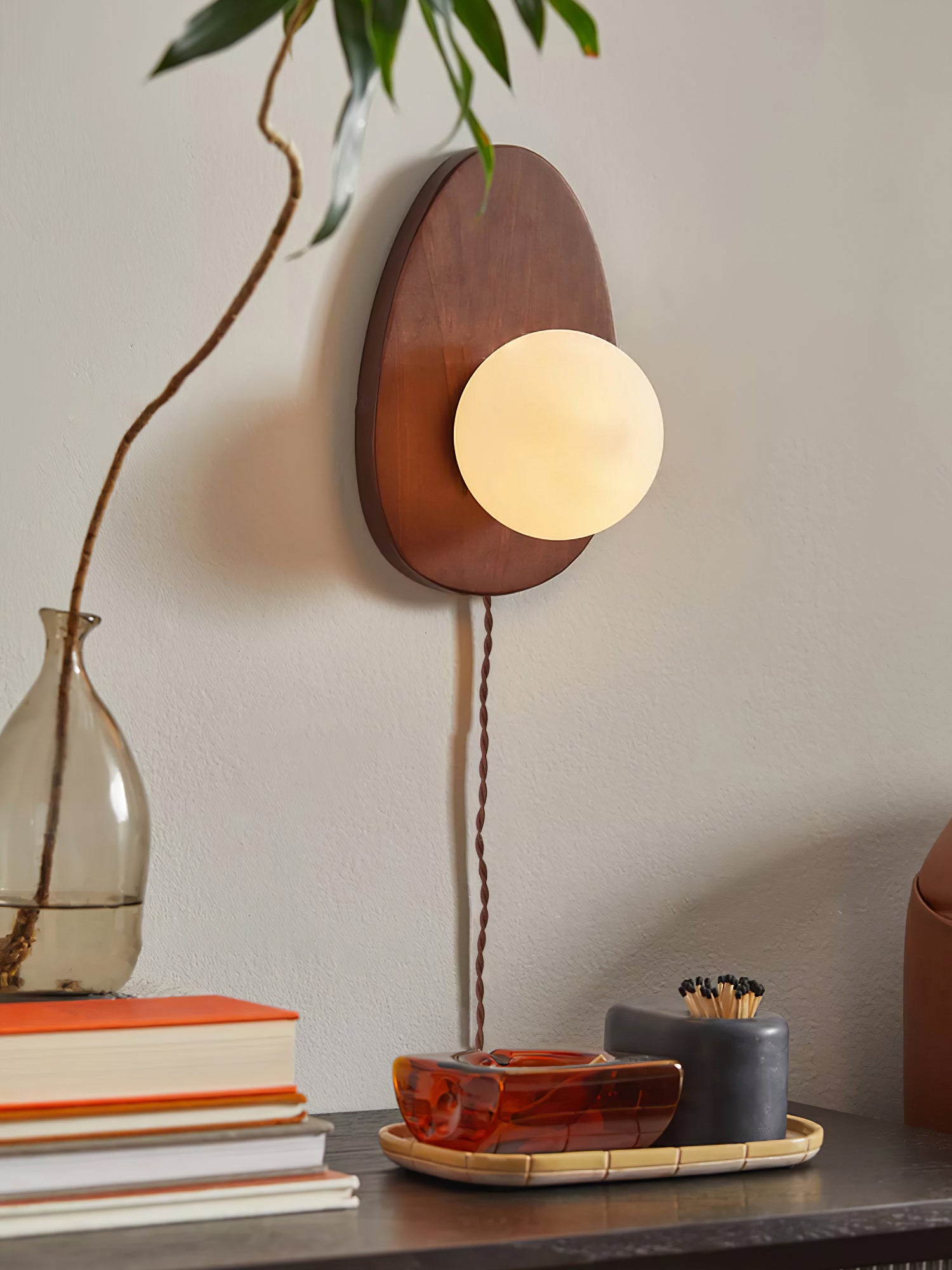 Orba Walnut Plug-in Wall Lamp - Blowlighting