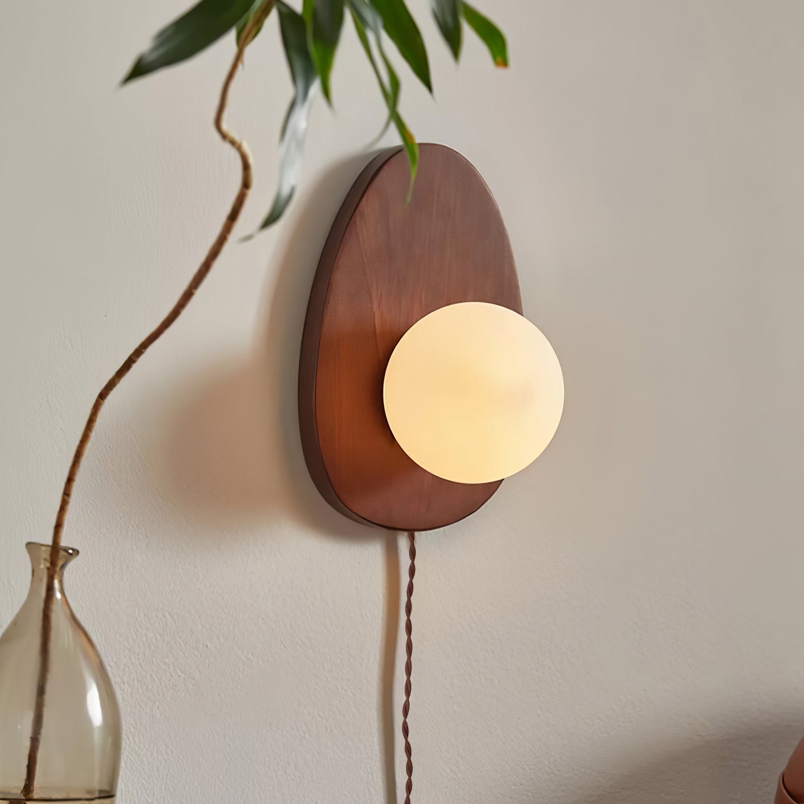 Orba Walnut Plug-in Wall Lamp - Blowlighting