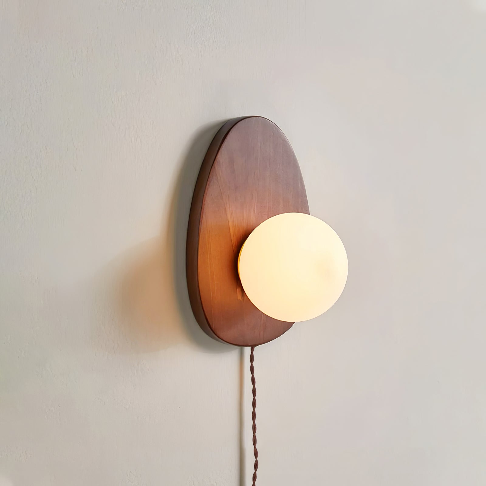 Orba Walnut Plug-in Wall Lamp - Blowlighting
