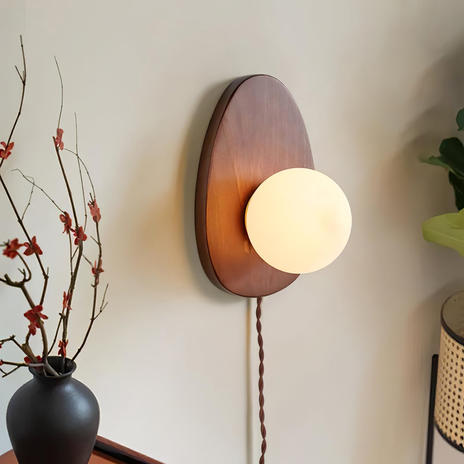 Orba Walnut Plug-in Wall Lamp - Blowlighting