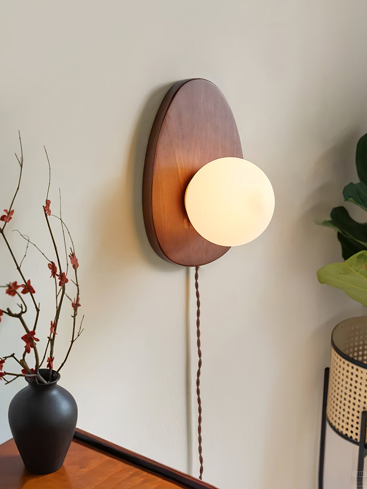 Orba Walnut Plug-in Wall Lamp - Blowlighting