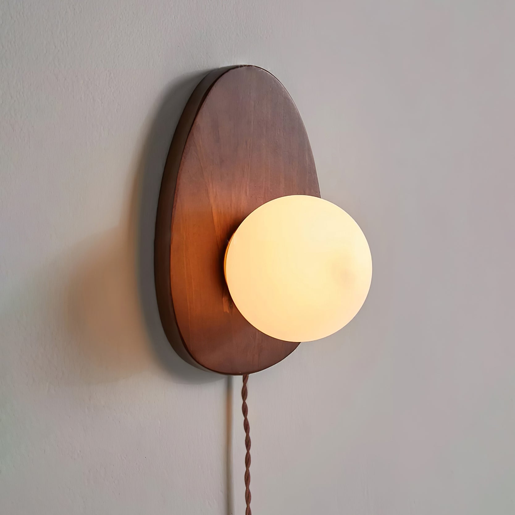 Orba Walnut Plug-in Wall Lamp - Blowlighting