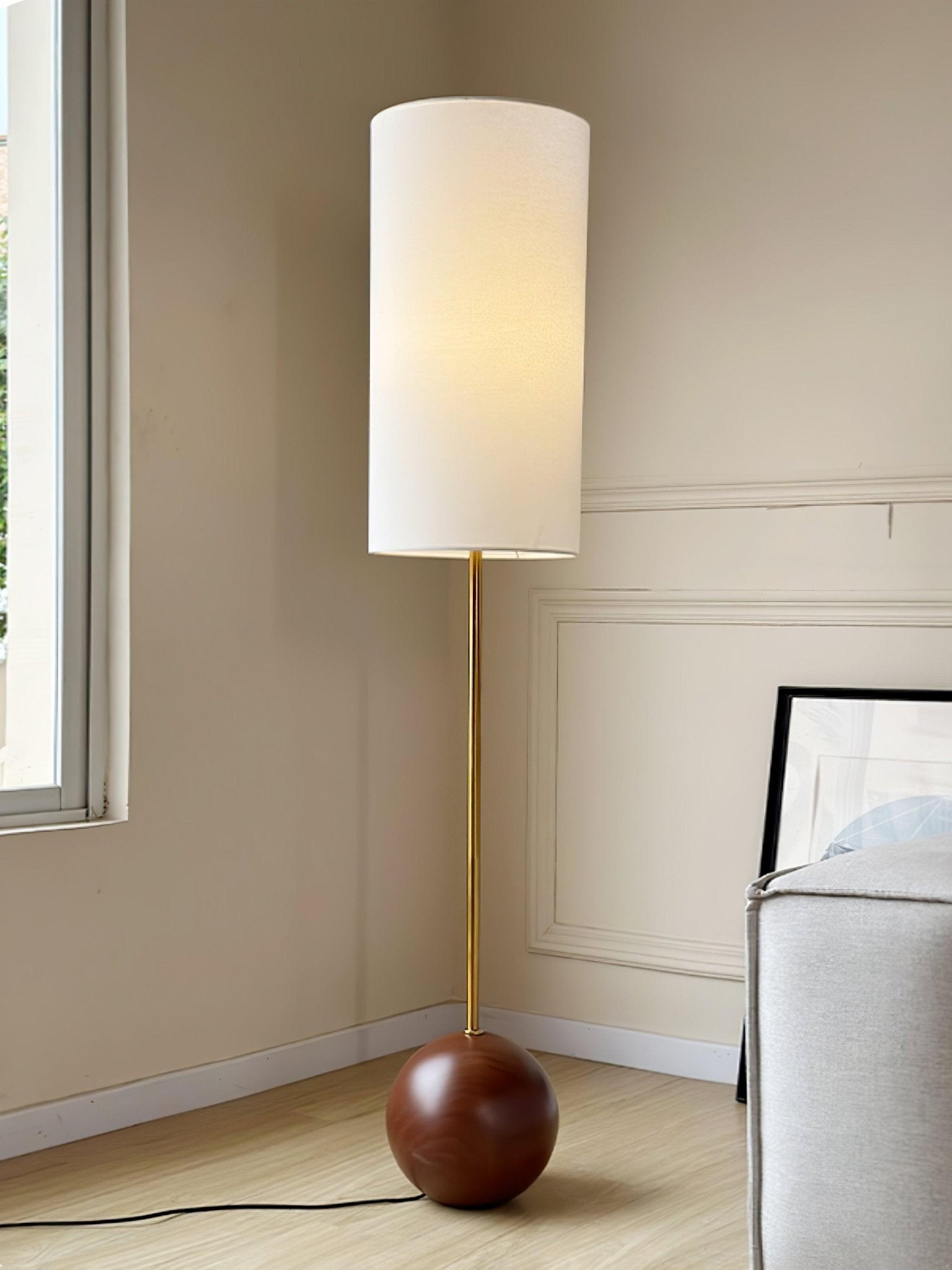 Orbis Wooden Sphere Floor Lamp - Blowlighting