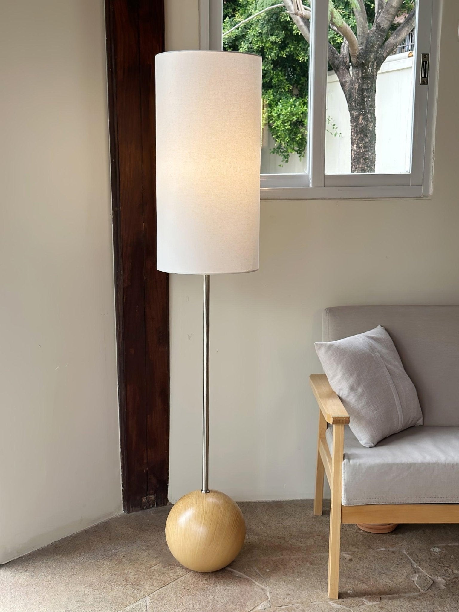 Orbis Wooden Sphere Floor Lamp - Blowlighting