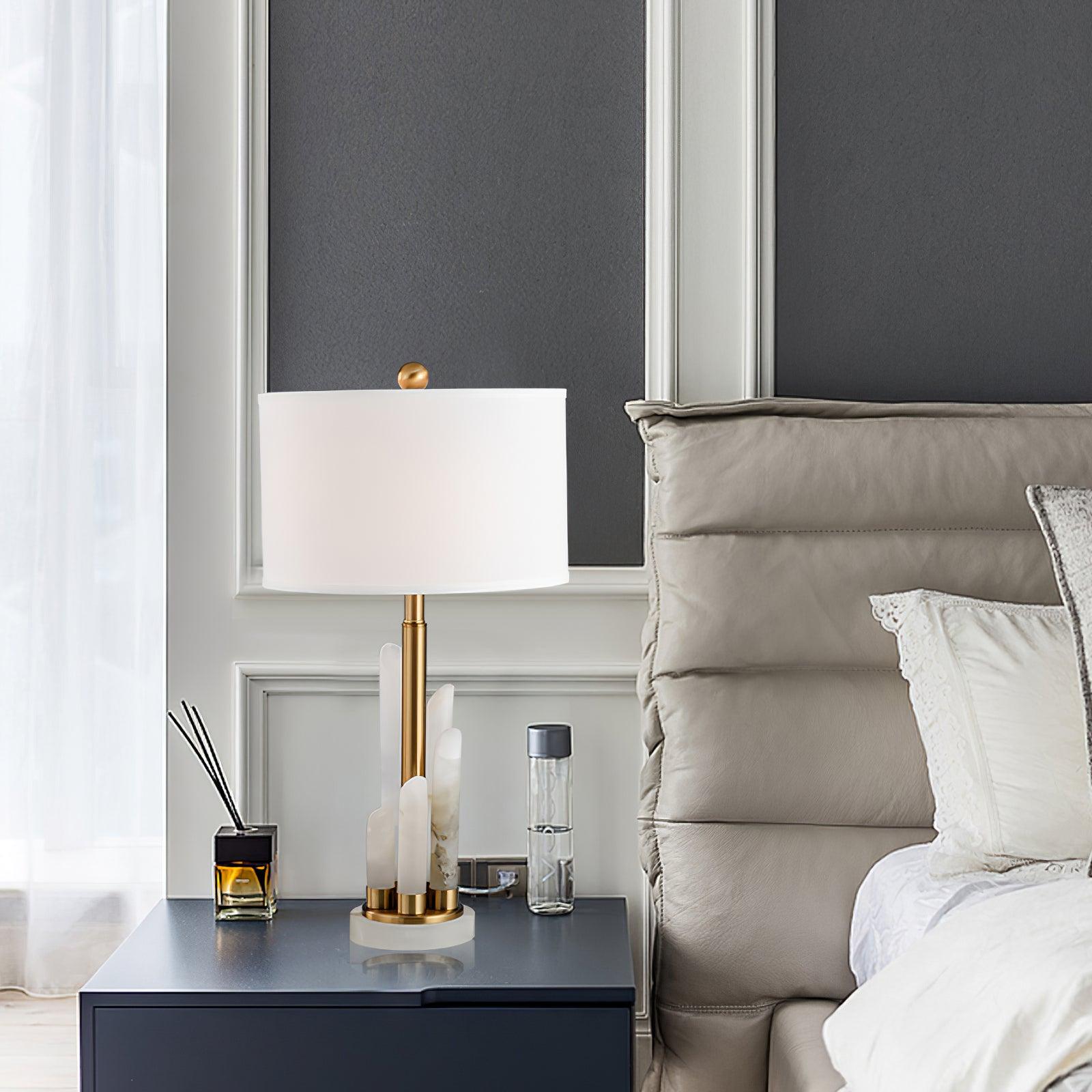 Olvenor Cylindrical Alabaster Table Lamp - Blowlighting