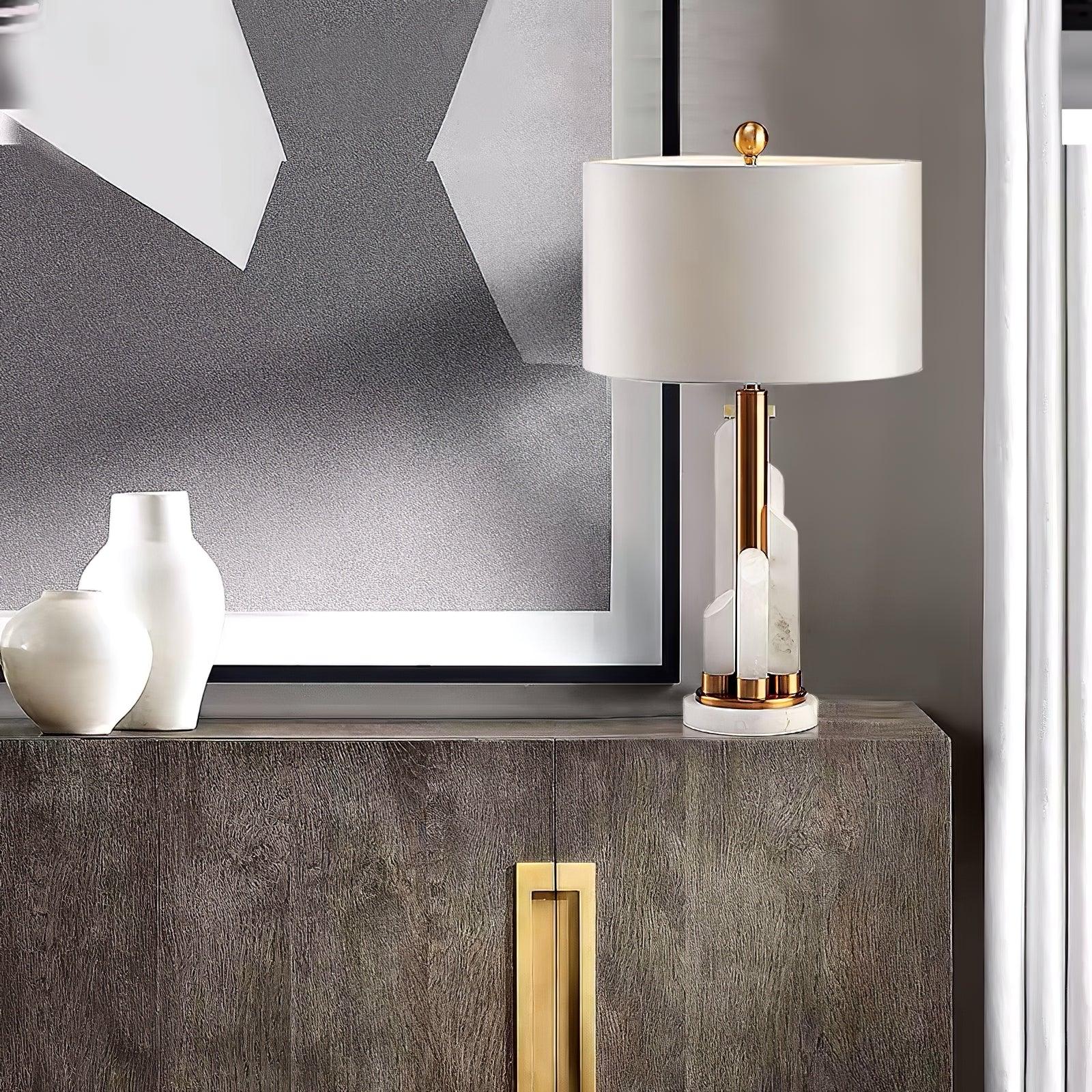 Olvenor Cylindrical Alabaster Table Lamp - Blowlighting