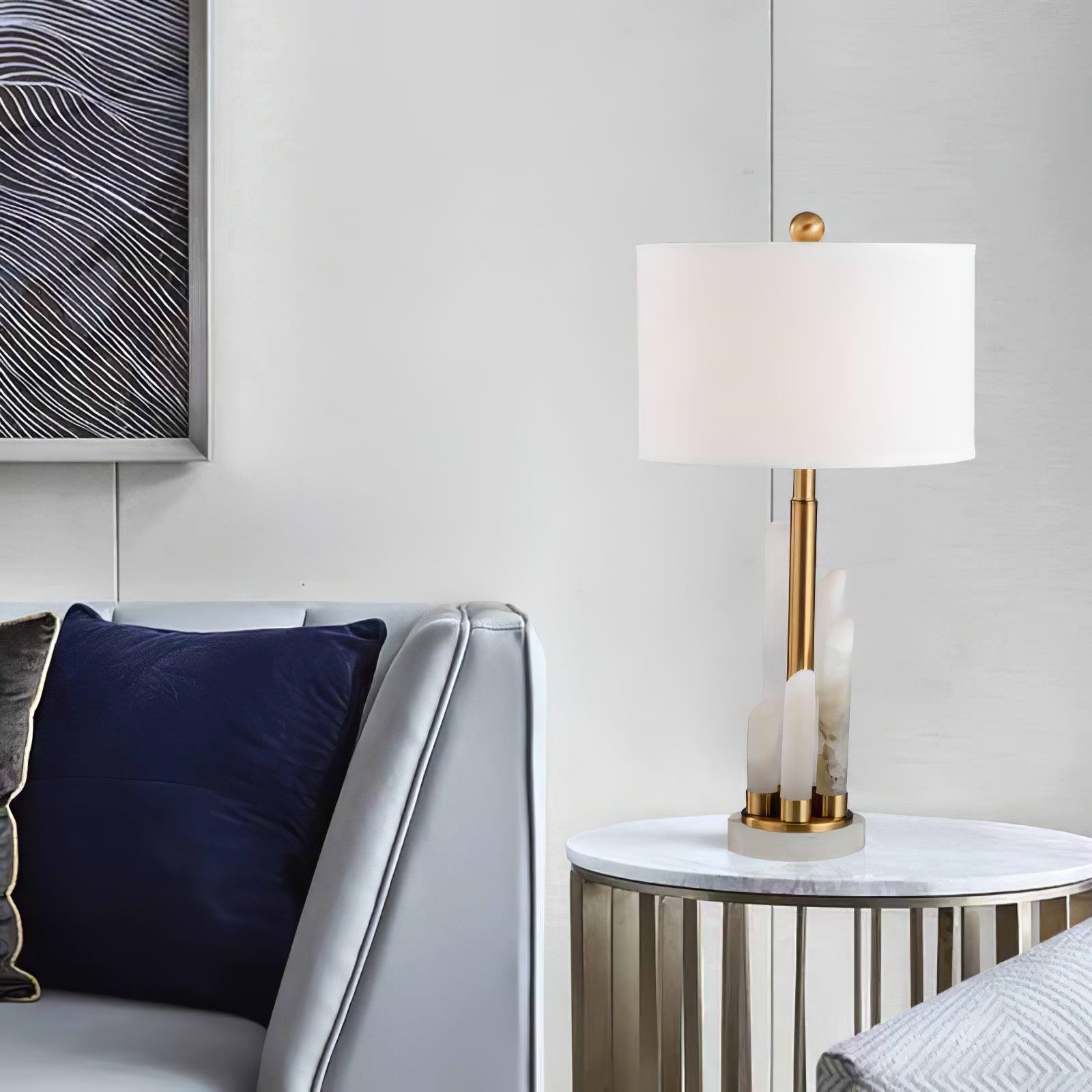 Olvenor Cylindrical Alabaster Table Lamp - Blowlighting