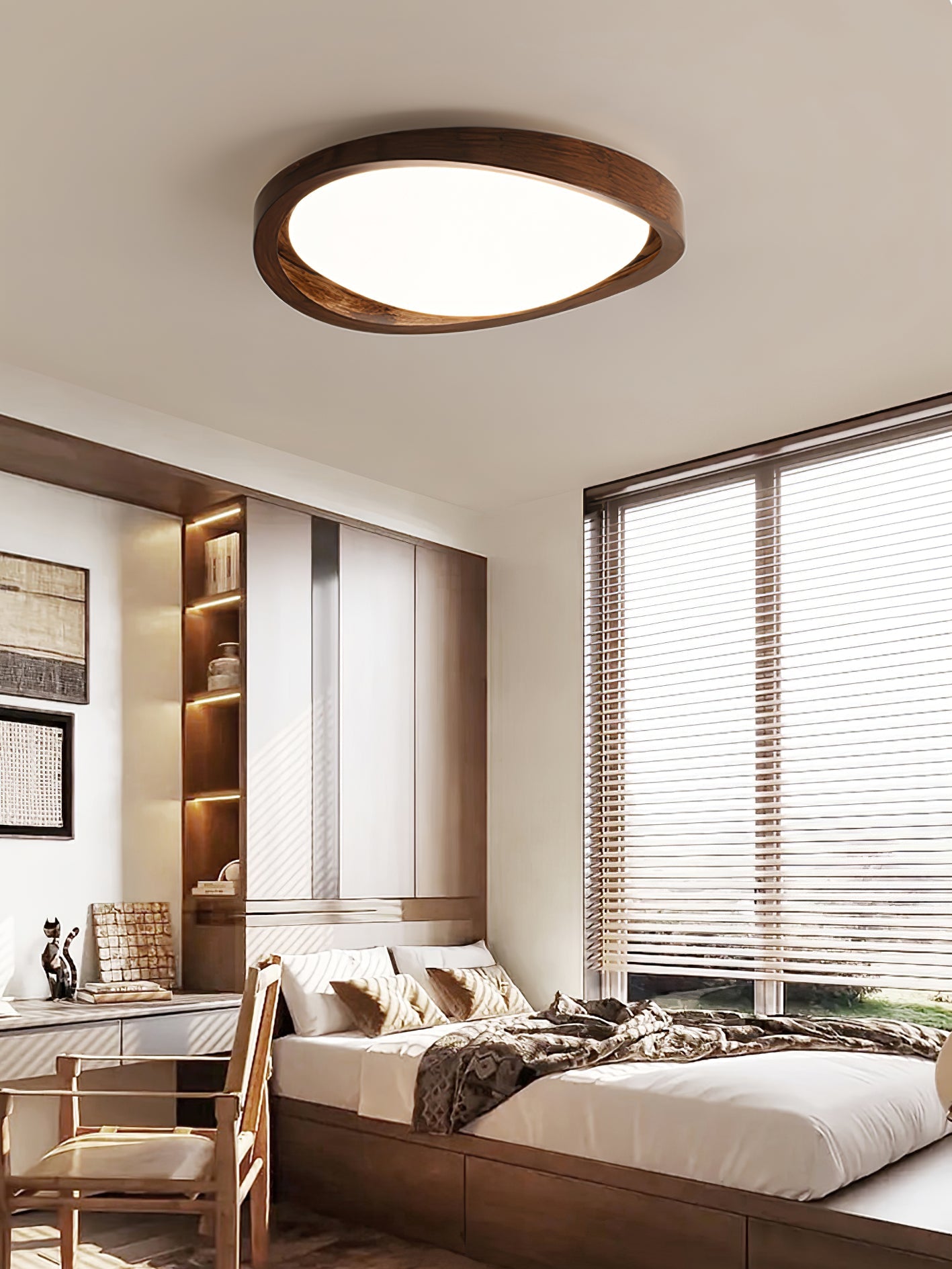 Walnut Curved Edge Ceiling Light - Blowlighting