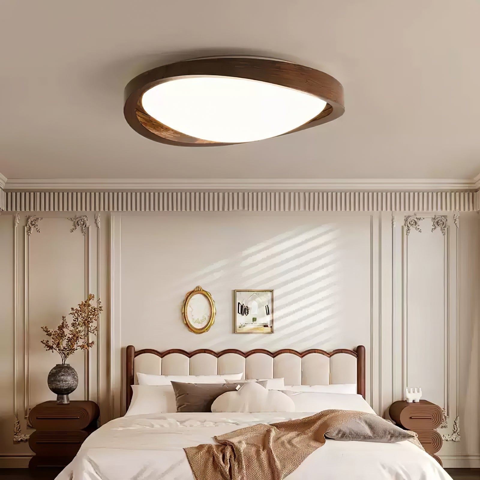 Walnut Curved Edge Ceiling Light - Blowlighting