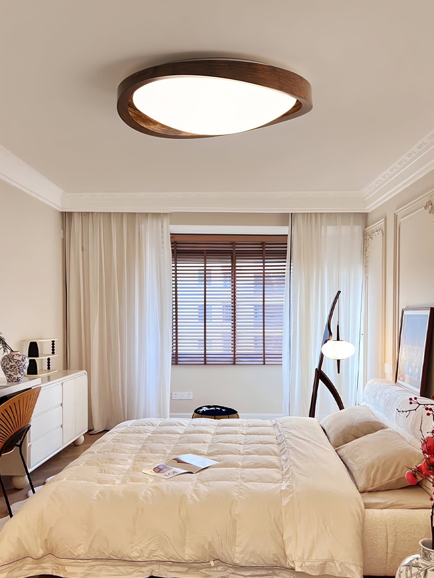 Walnut Curved Edge Ceiling Light - Blowlighting