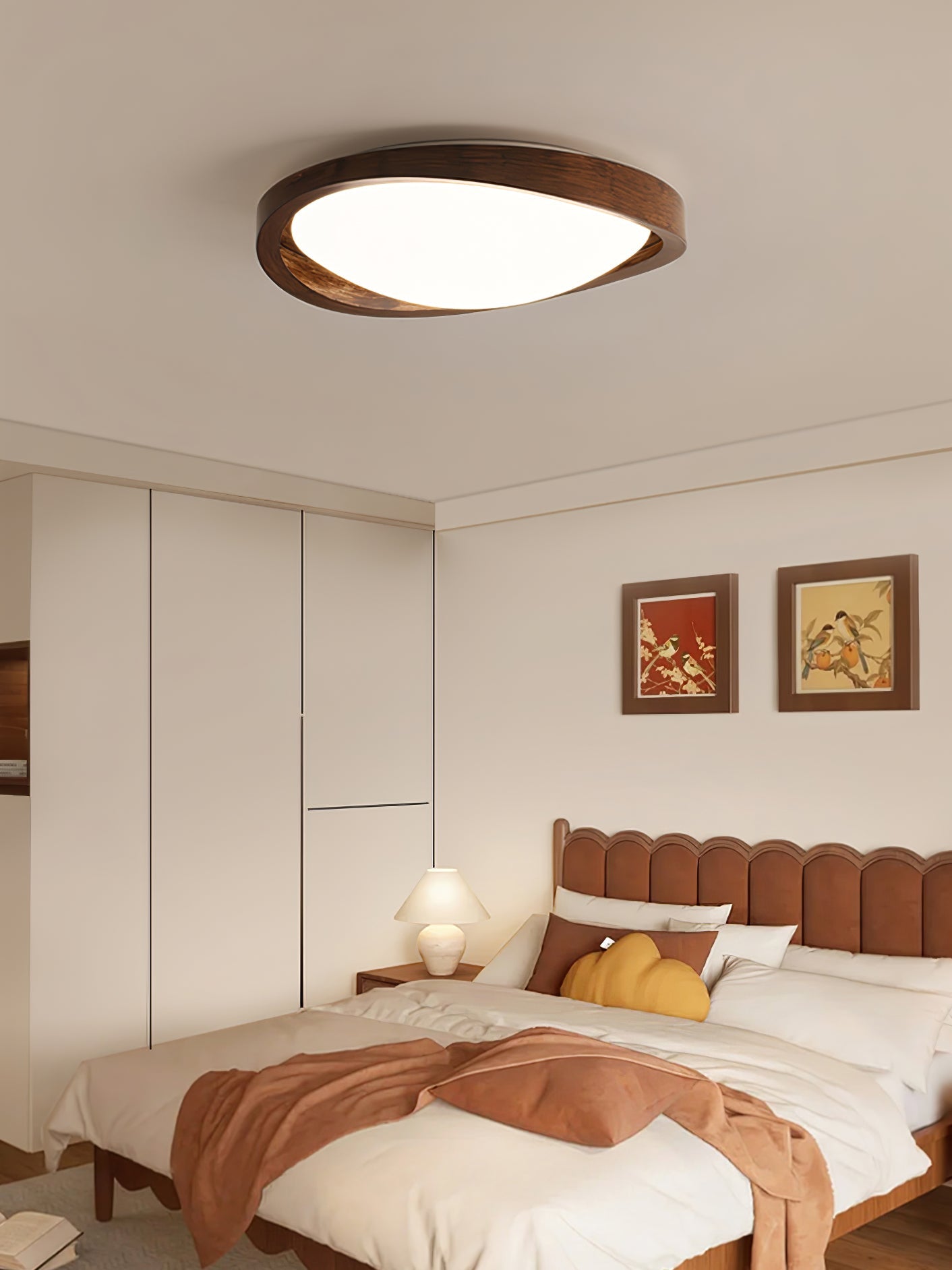 Walnut Curved Edge Ceiling Light - Blowlighting