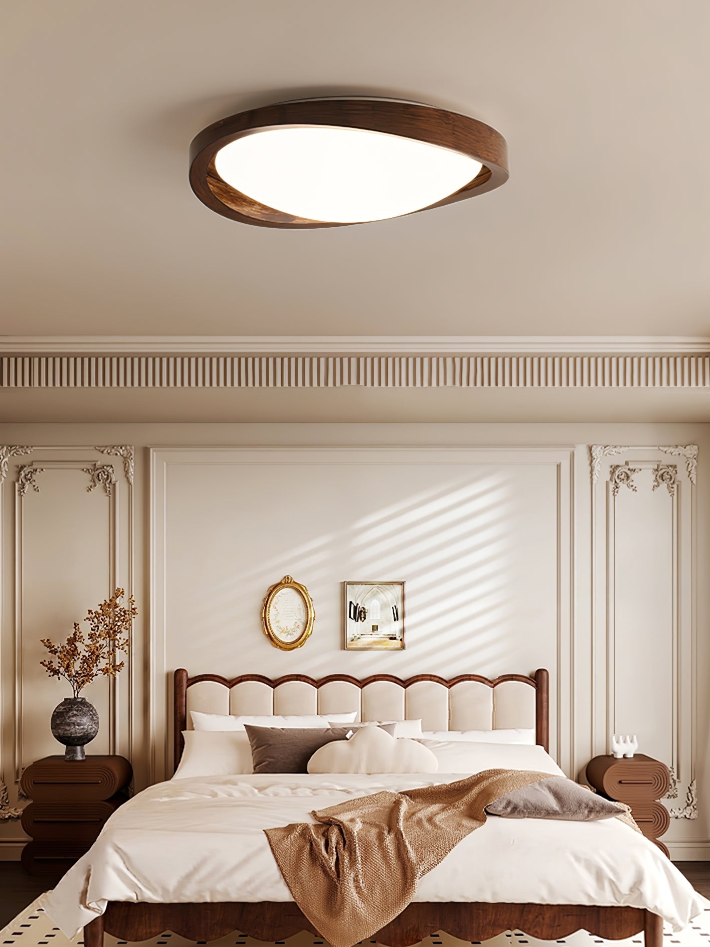 Walnut Curved Edge Ceiling Light - Blowlighting