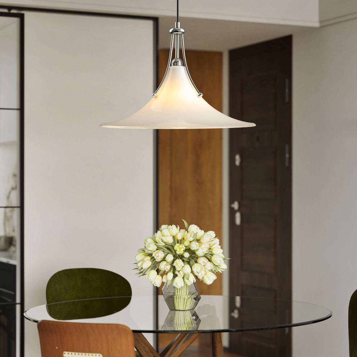 Orient Modern Glass Swing Arm Pendant Light