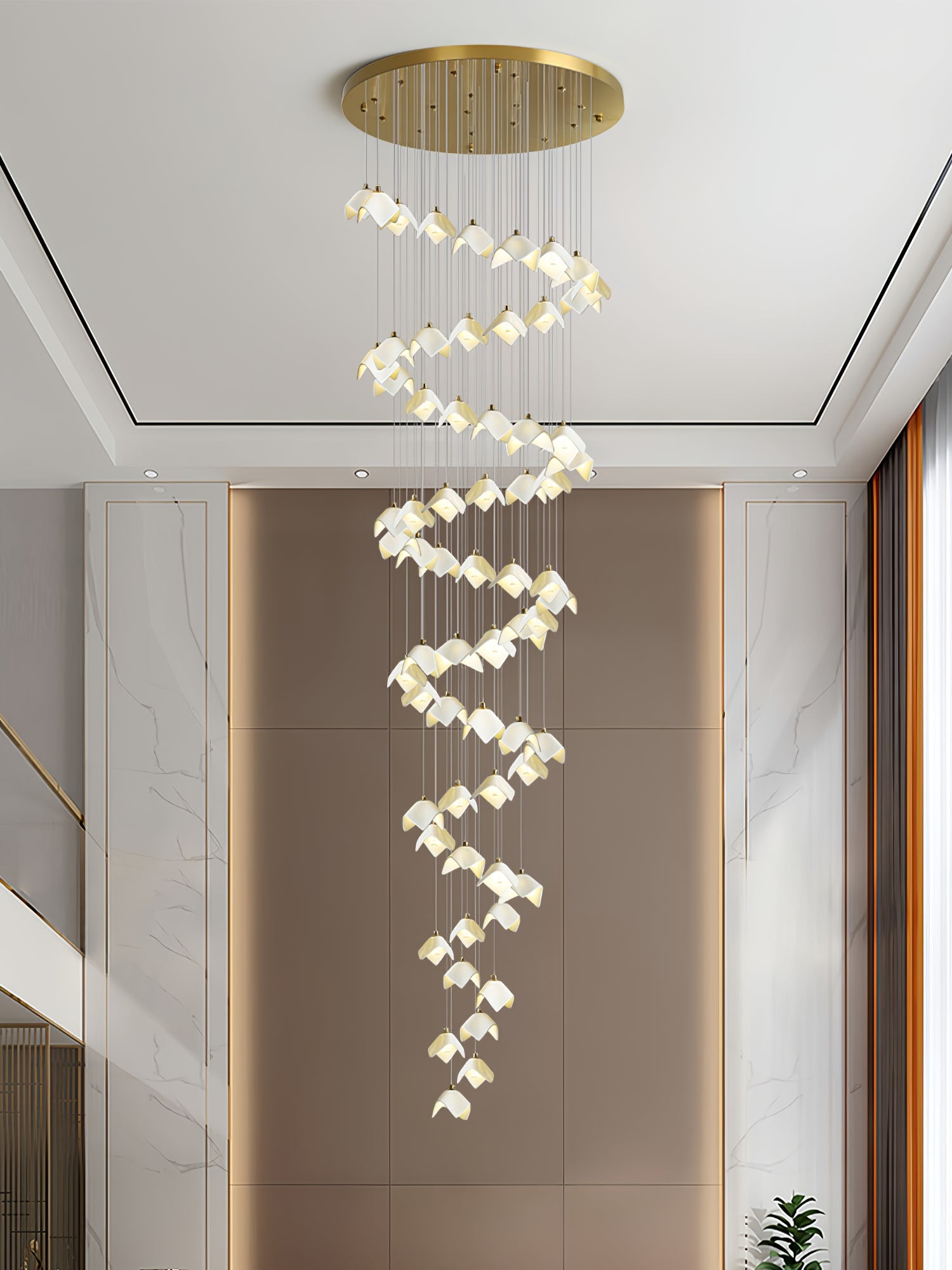 Cithayra Geometric Glass Brass Chandelier - Blowlighting
