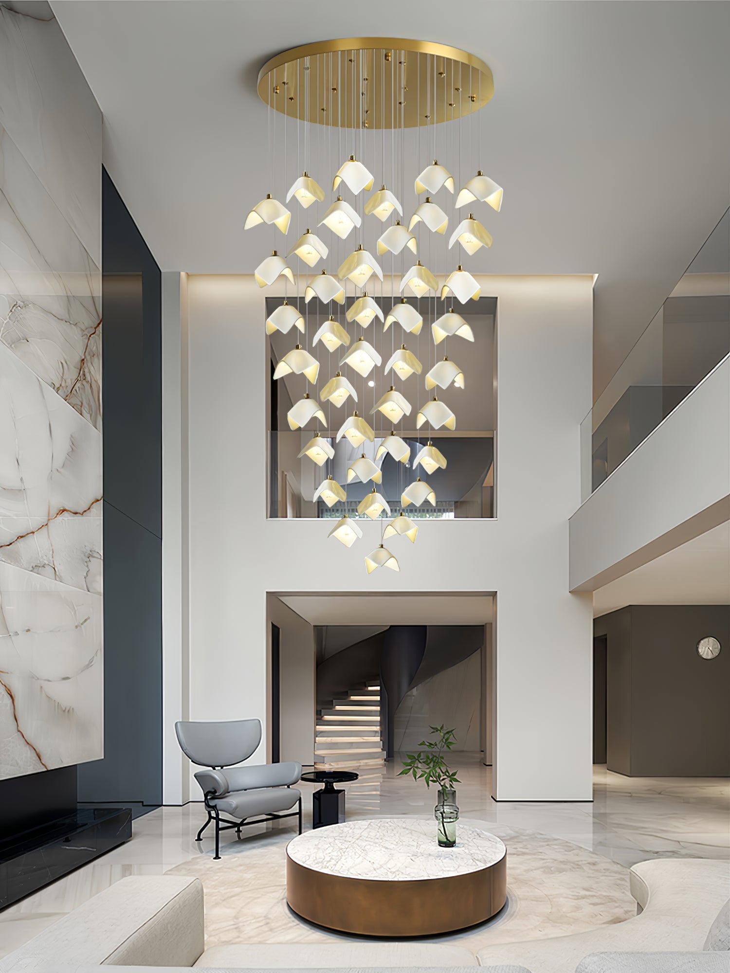 Cithayra Geometric Glass Brass Chandelier - Blowlighting