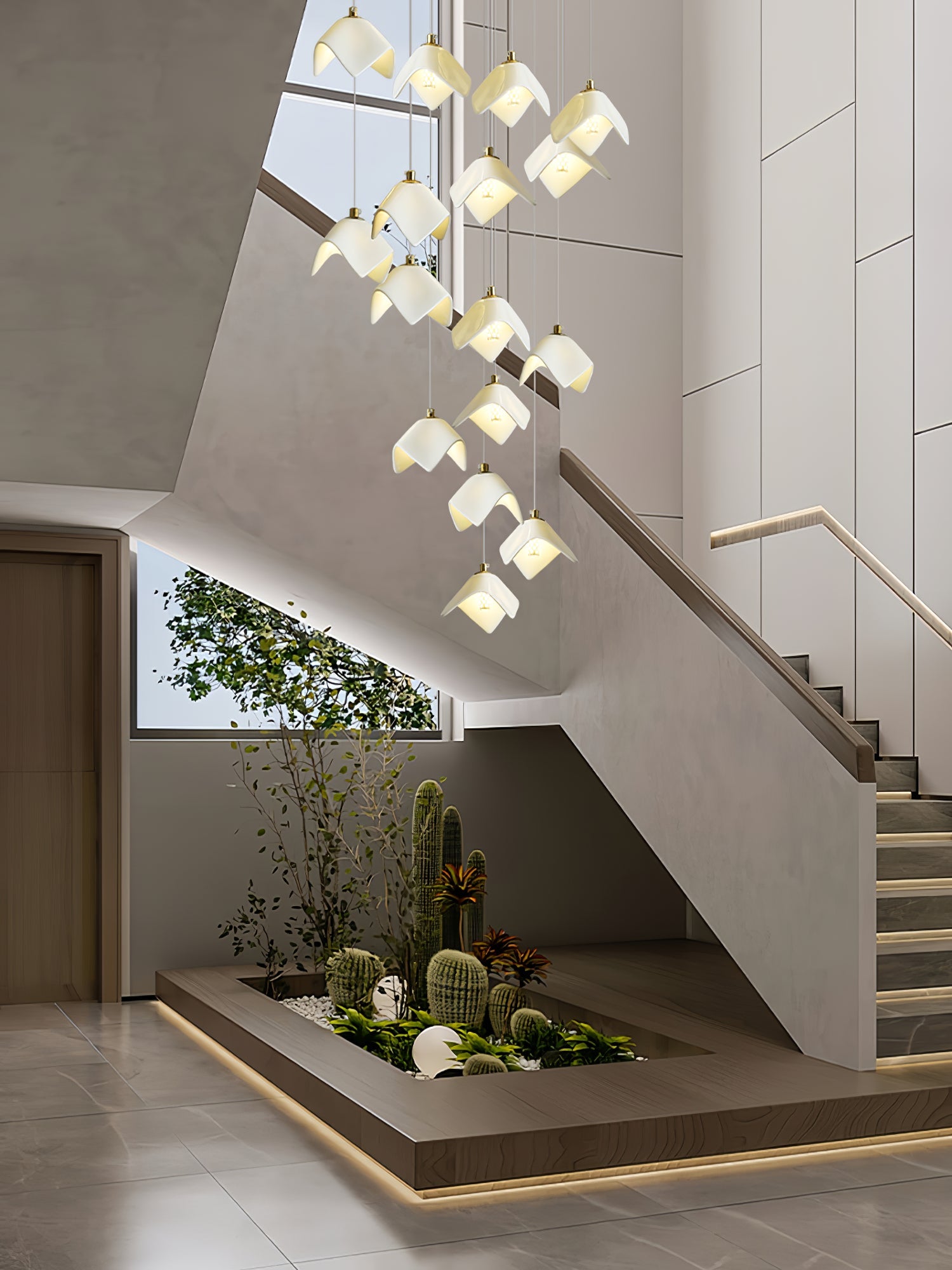 Cithayra Geometric Glass Brass Chandelier - Blowlighting